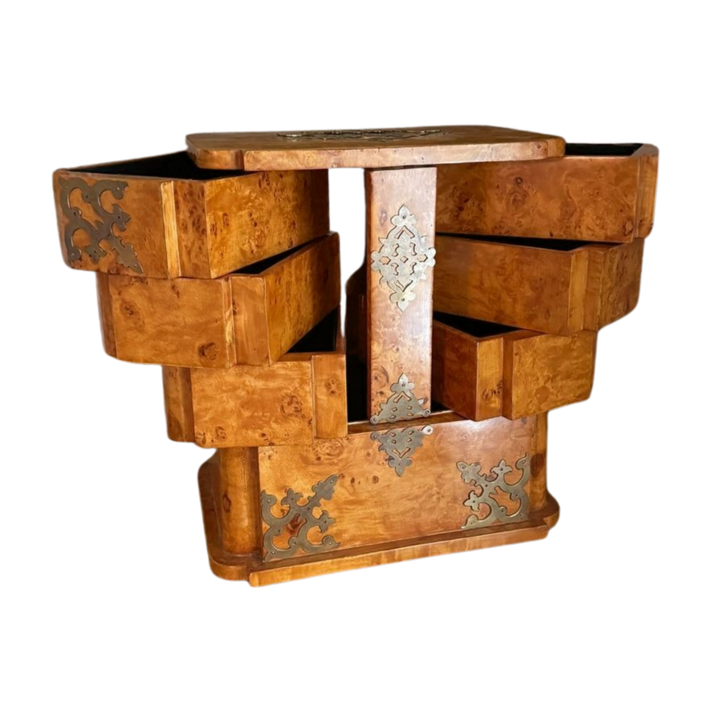 Art Deco Burl Wood Jewerly Box