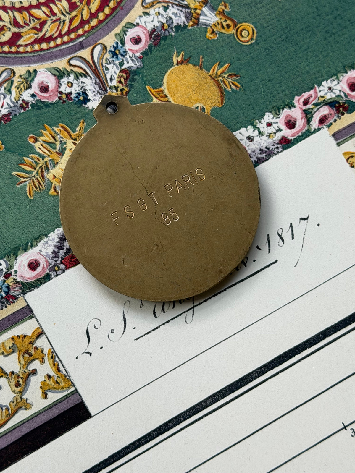 Vintage French Sports Medal with Laurel Wreath, FSGT Paris