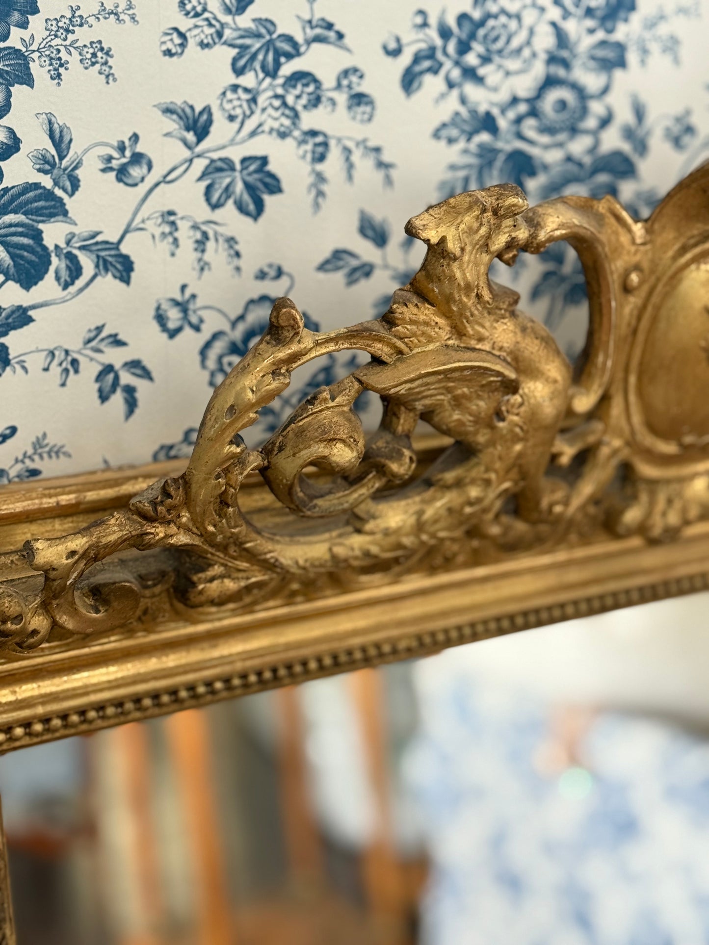 Antique French Giltwood Floor Mirror