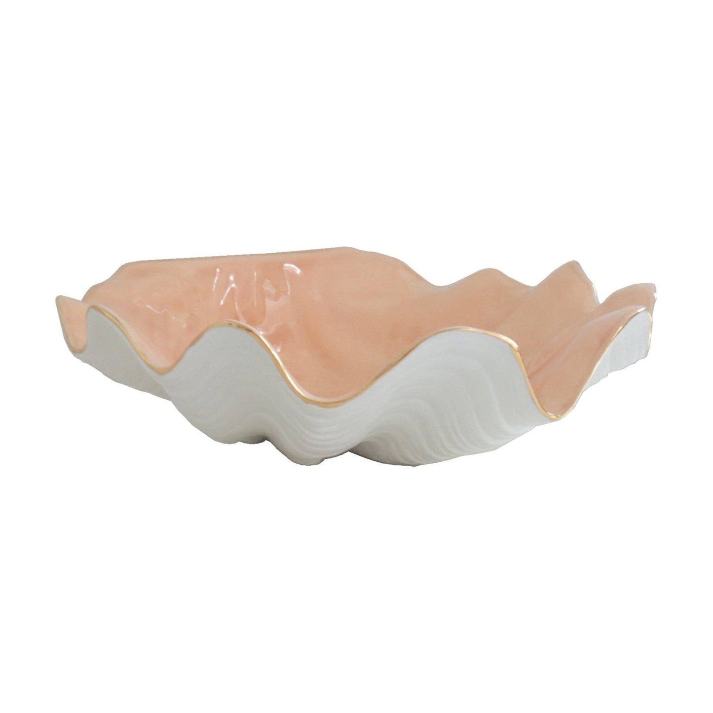 Clam Shell Bowl with 22K Gold Accent: Pale Sheer Blue / Small