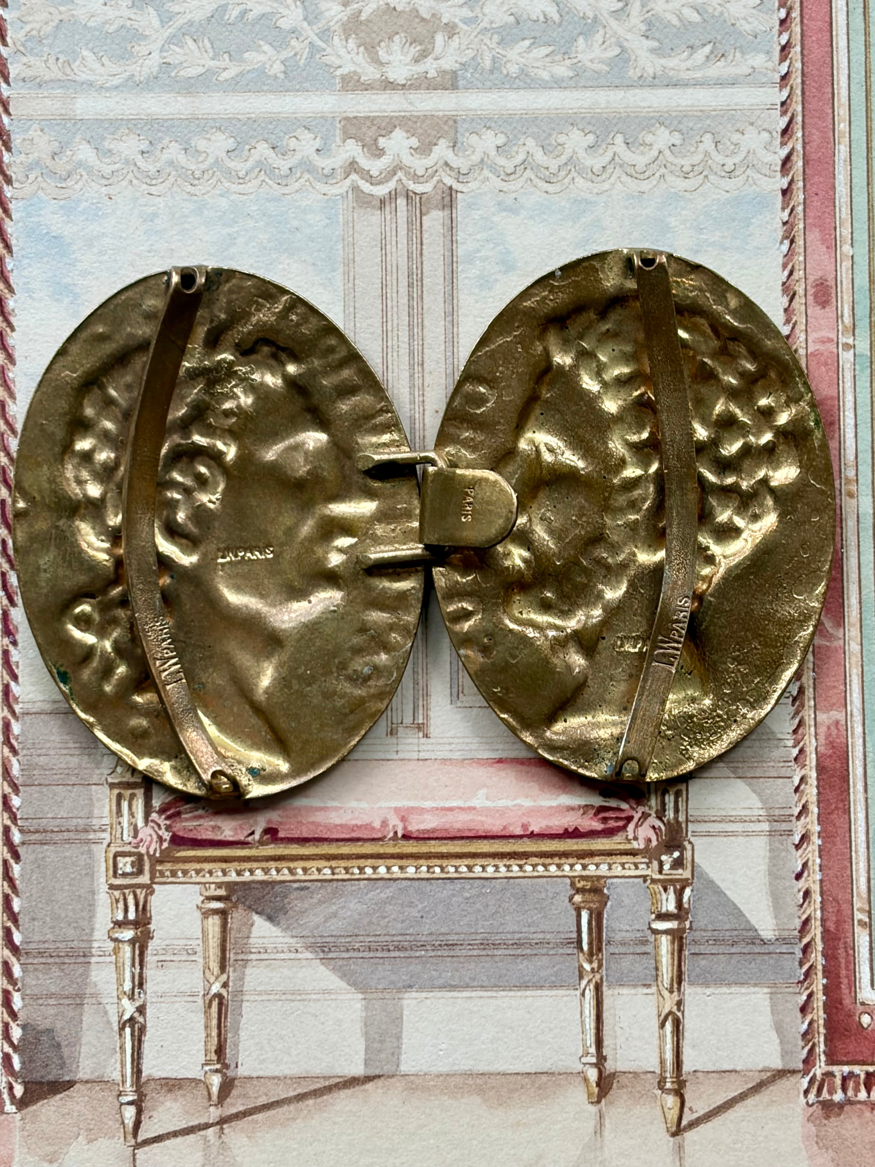 French Bronze Roman Emperor Belt Buckle