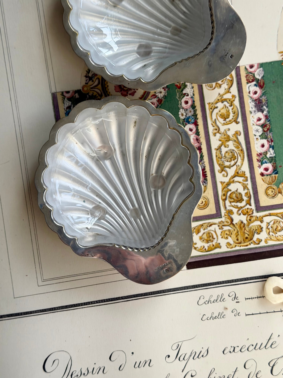 Vintage French Silverplate Shell Dish with Glass Insert (2 Available, Sold Separately)