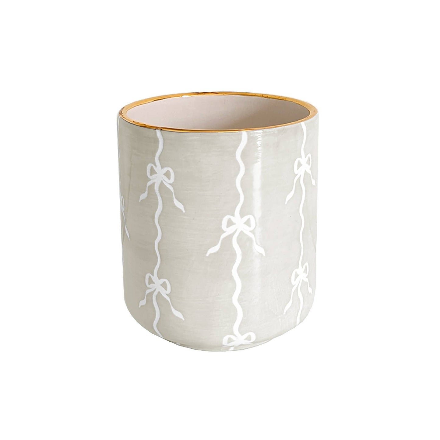 Bow Stripe Vase with 22K Gold Accent: French Blue