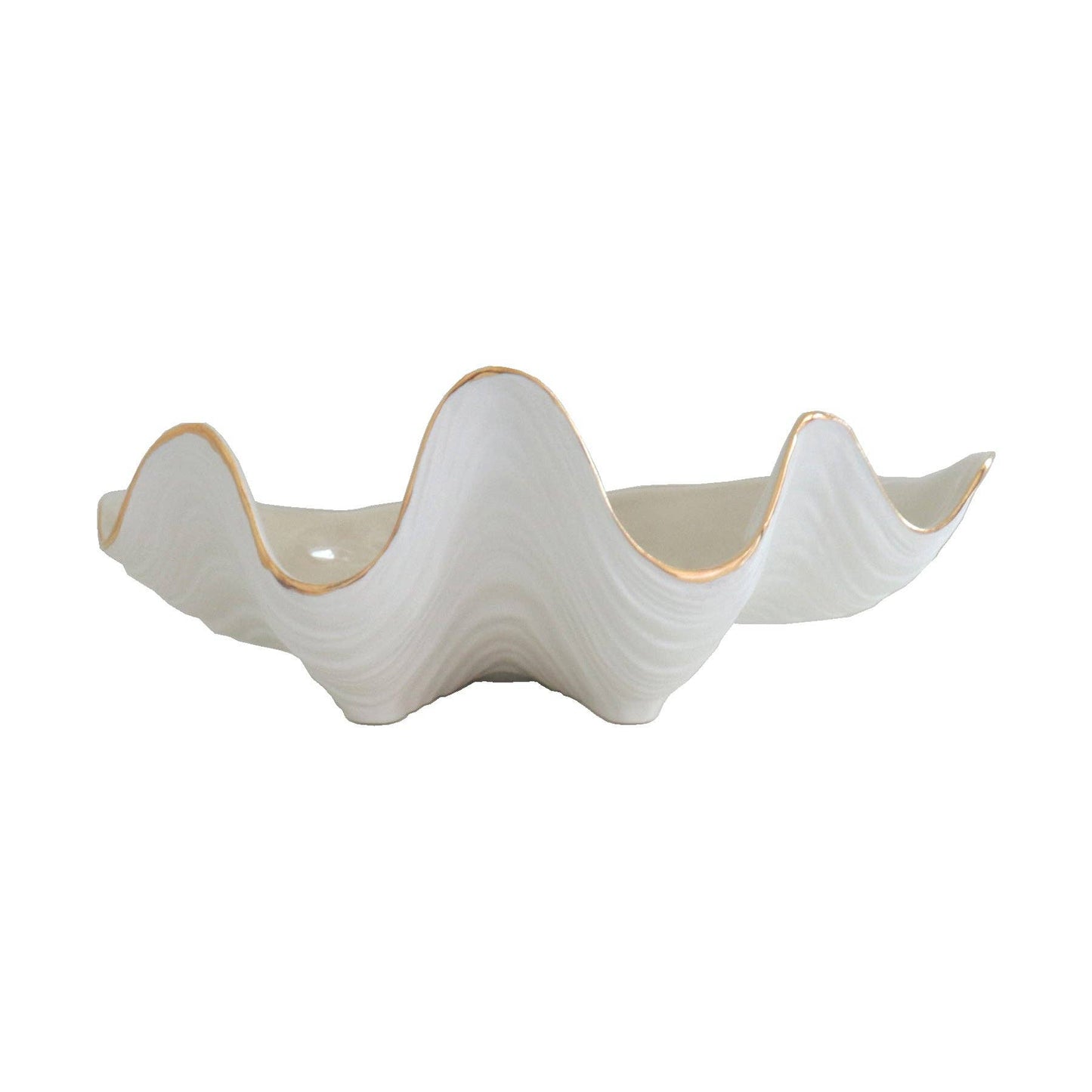 Clam Shell Bowl with 22K Gold Accent: Pale Sheer Blue / Small