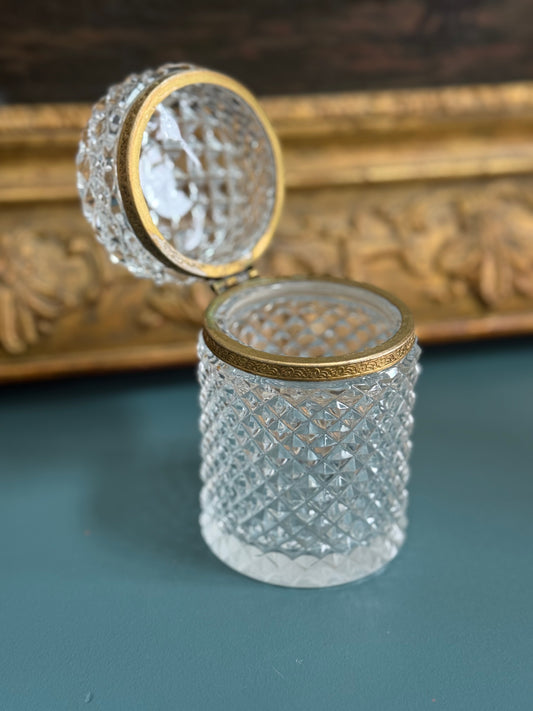 Antique French Hand-Cut Crystal Cylinder Casket