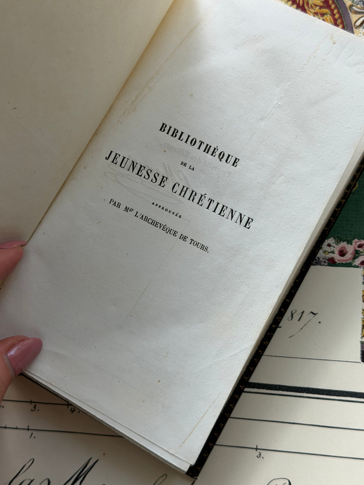 Antique French Gilt-Stamped Mame Cartonnage Book, Bibliothèque de la Jeunesse Chrétienne, Tours