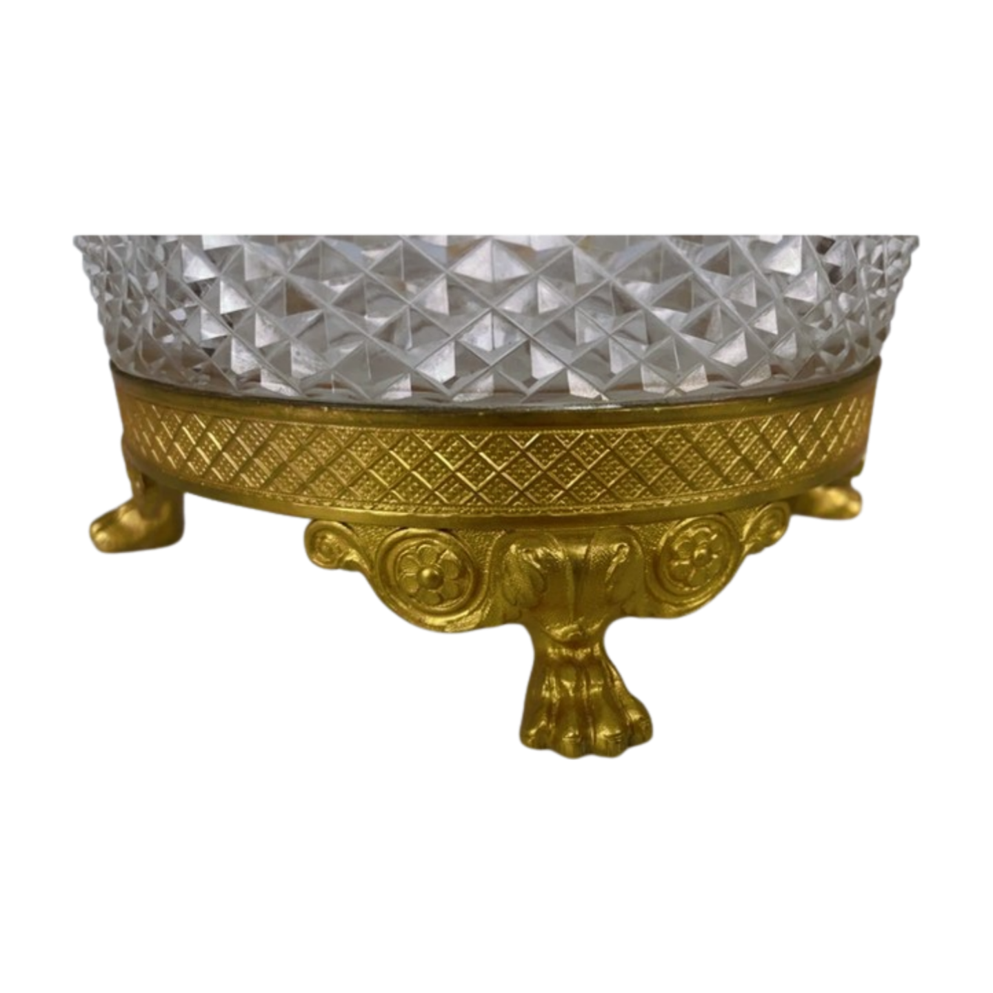 Antique French Cut Crystal & Gilt Bronze Footed Bowl