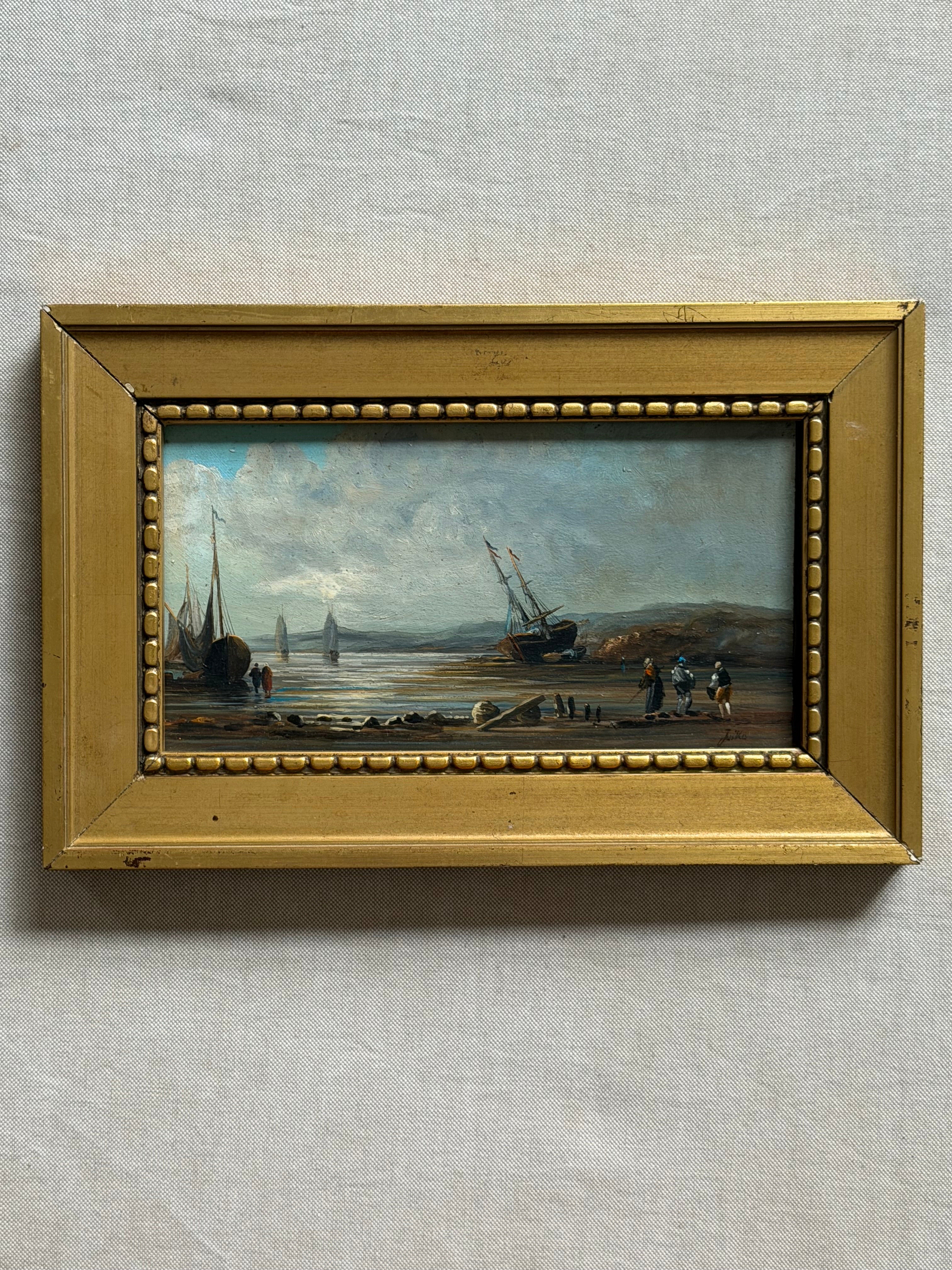 Signed French Maritime Scene on Board