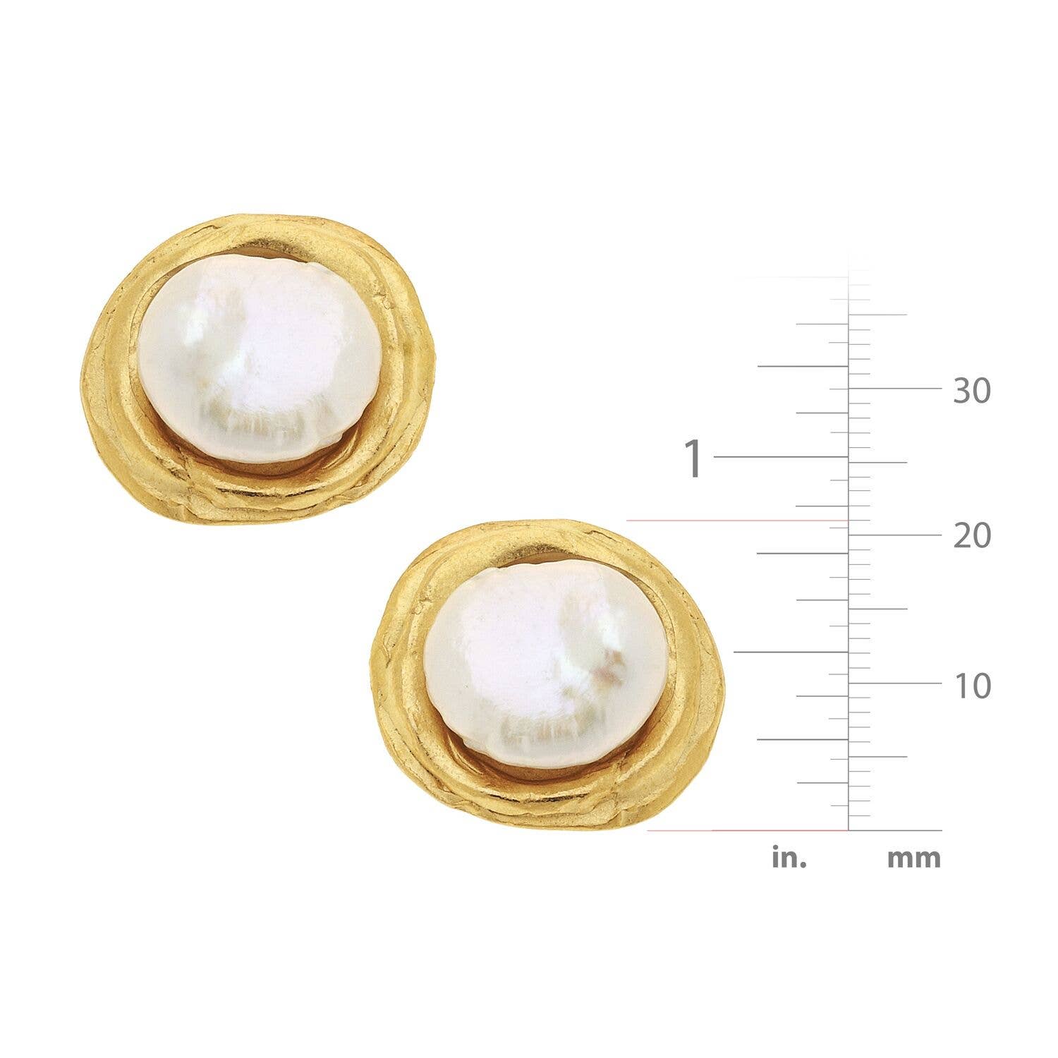 Gold Pearl Pierced Earrings