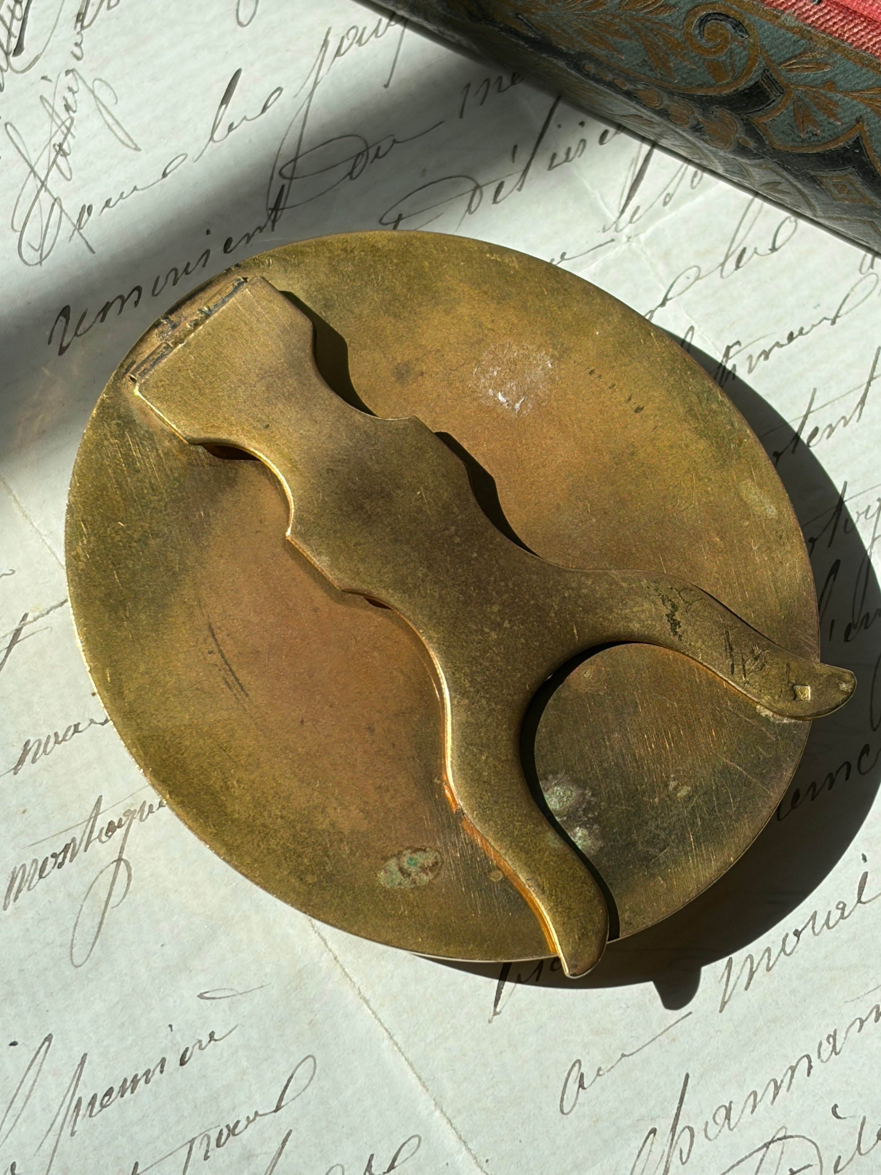 Antique Brass Oval Photo Frame with Pearl Border
