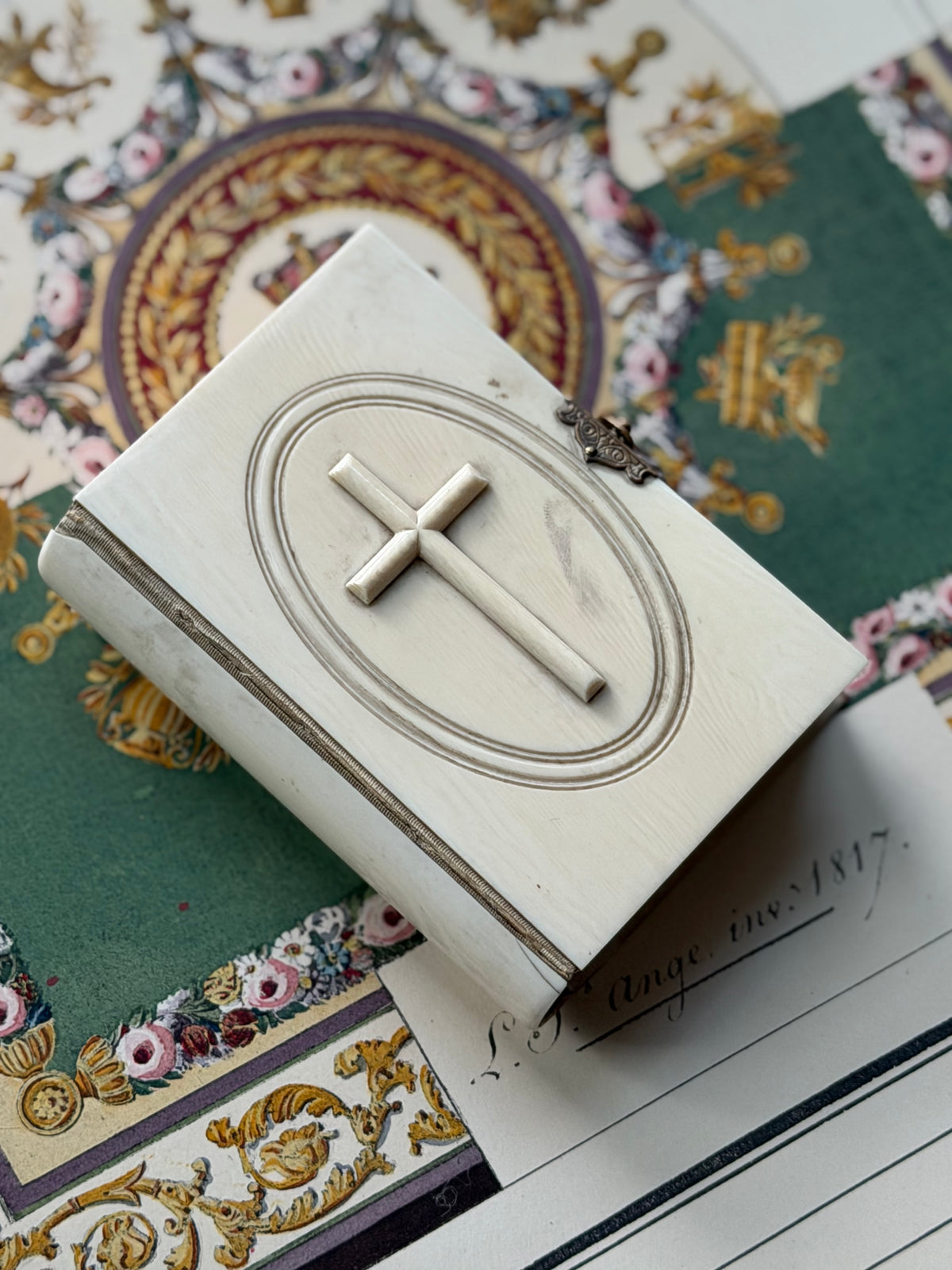 Antique French Paroissien Romain Missal, 1882, with Cross Cover and Clasp