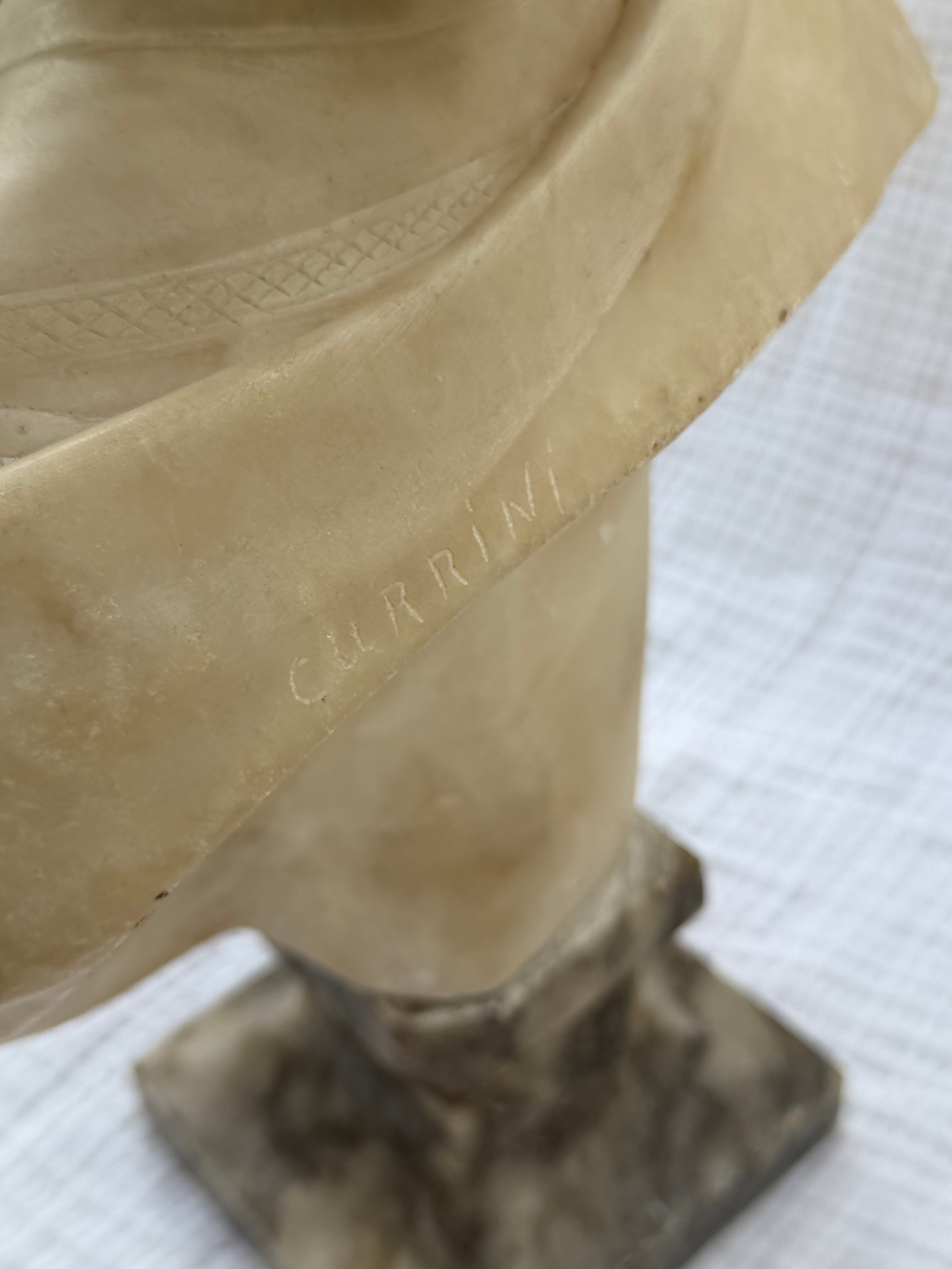Antique Alabaster Marie Antoinette Bust (shipping notes included)