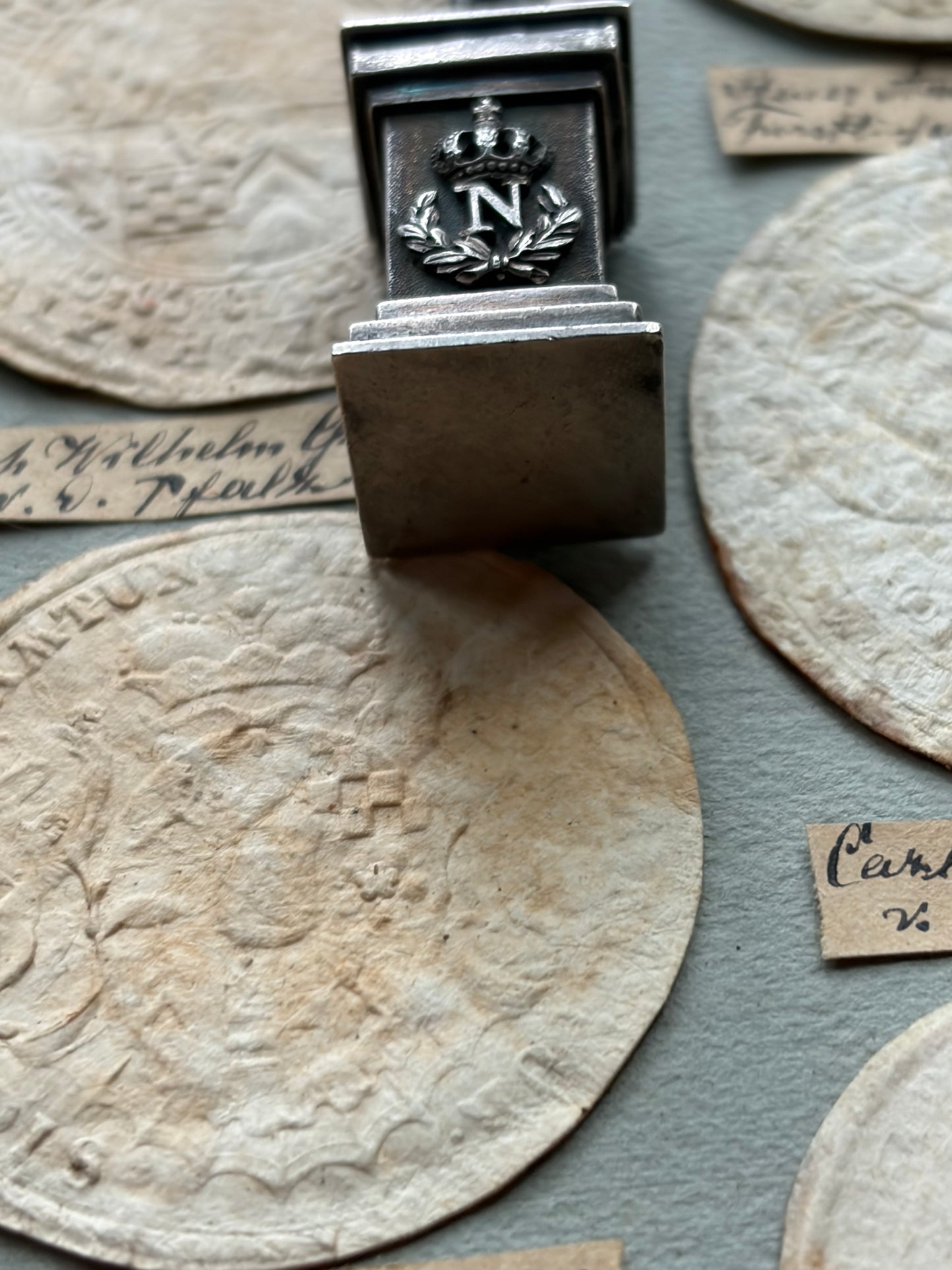 Antique French Napoleonic Wax Seal — Figural Napoleon Statuette, Hidden Eagle Compartment, Imperial “N” Cipher, 19th Century