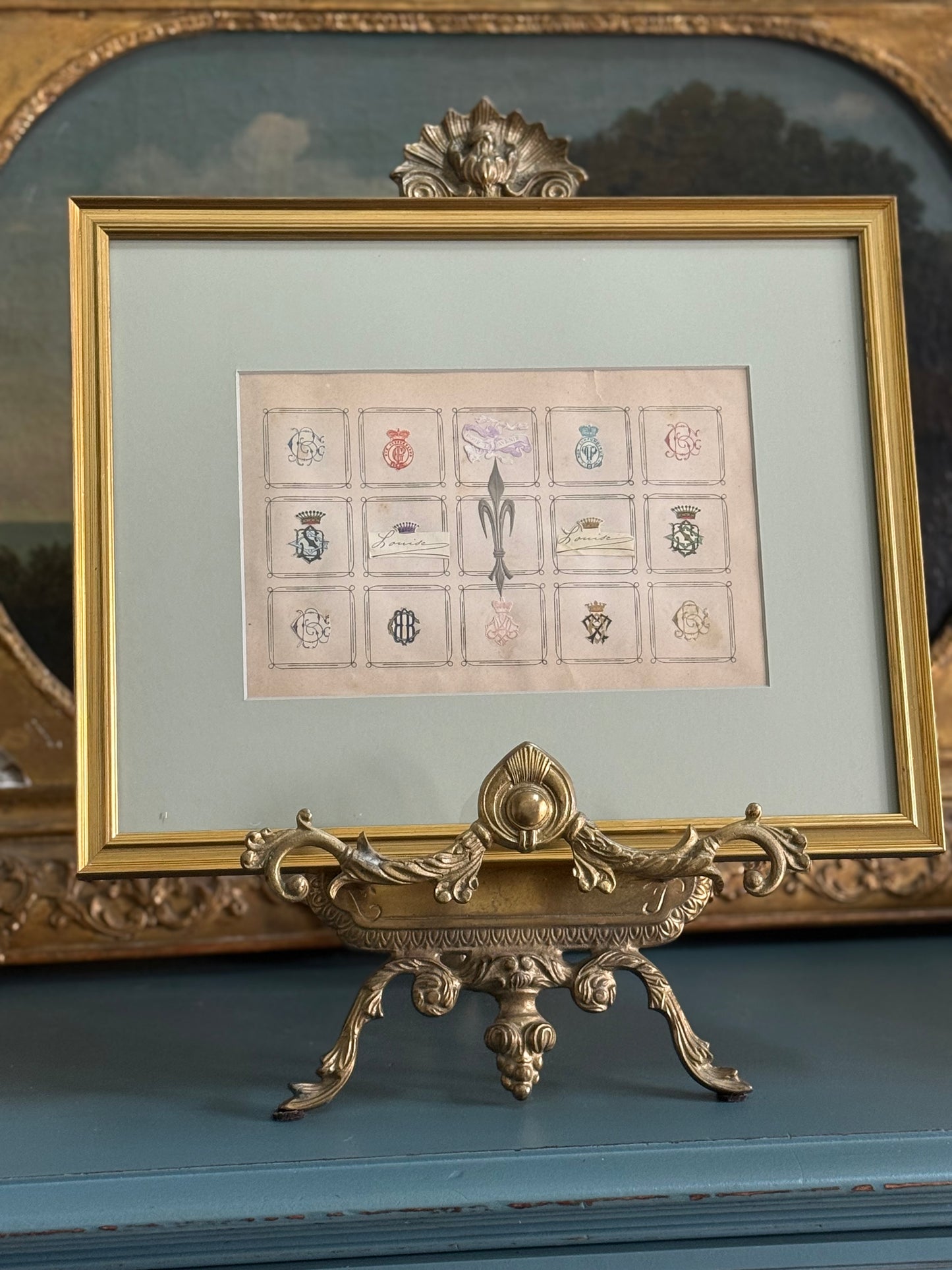 Framed Antique French Monogram