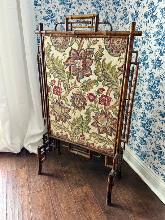 Antique French Bamboo Fire Screen