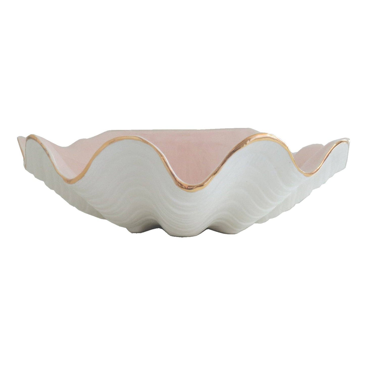 Clam Shell Bowl with 22K Gold Accent: Pale Sheer Blue / Small