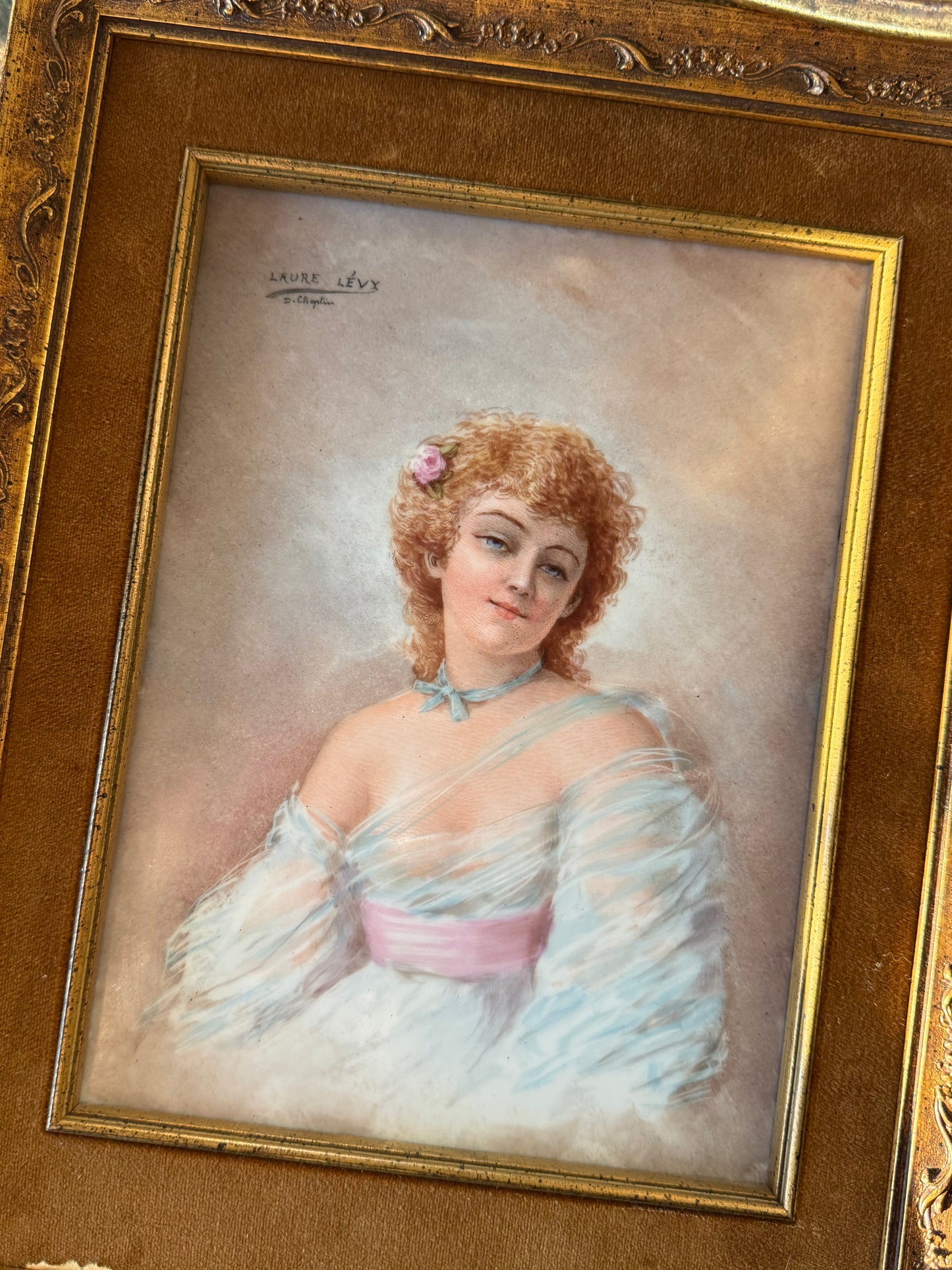 Antique Framed Hand Painted Porcelain Plaque