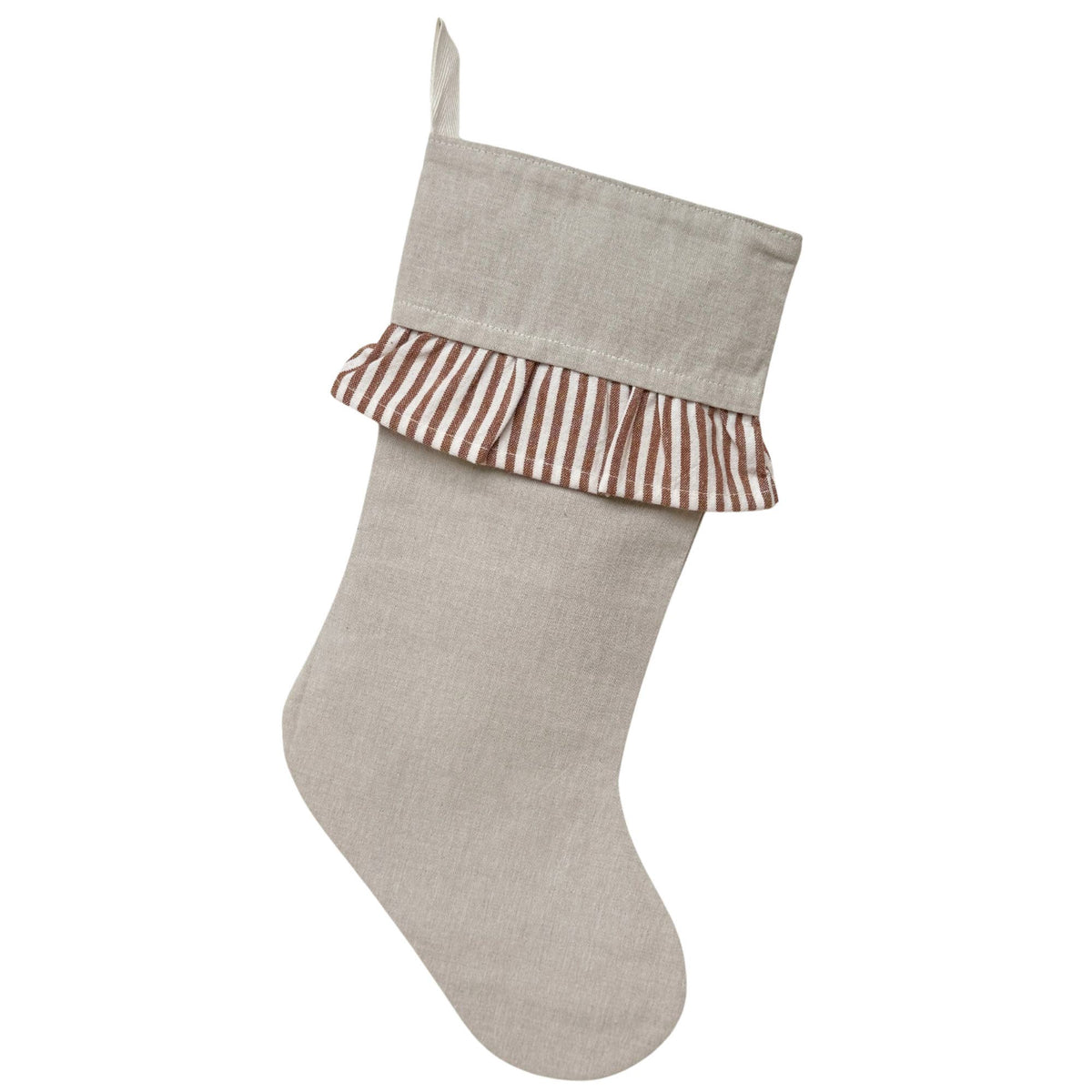 Classic Christmas Stockings with Ticking Ruffle: Green Ruffle, view 3