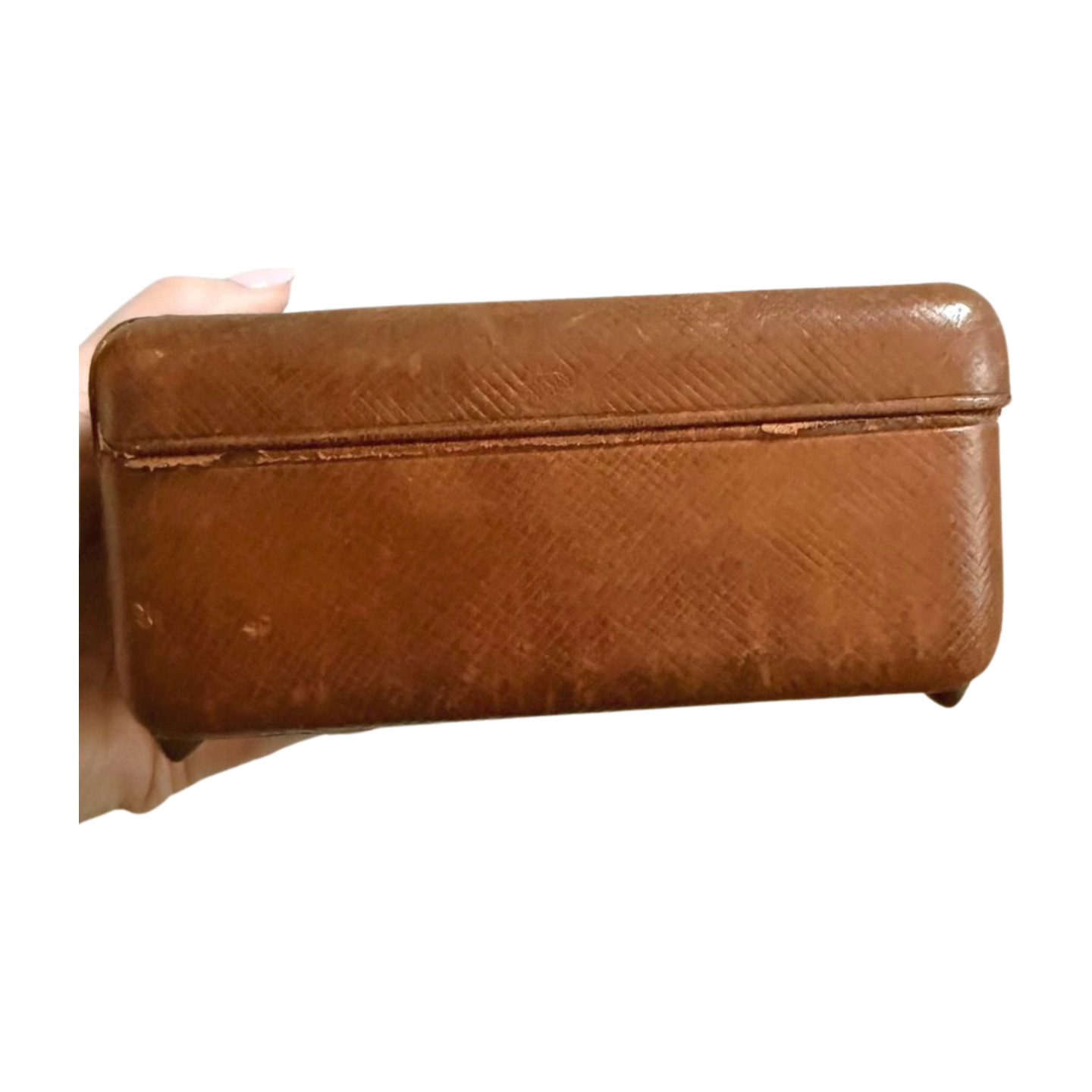 Antique French Leather & Glass Locking Box