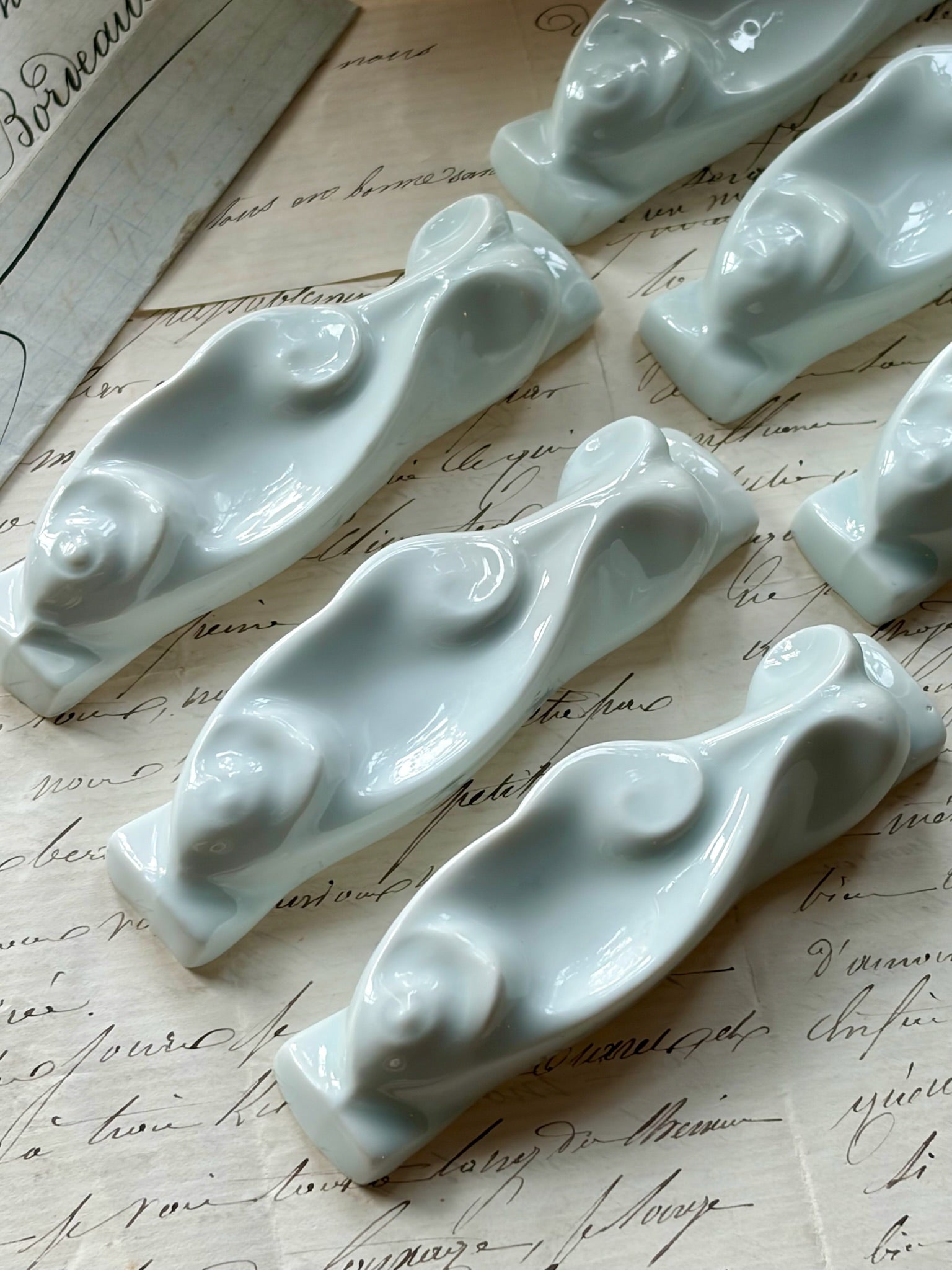 French Porcelain Knife Rests, Set of 6 sourced in France