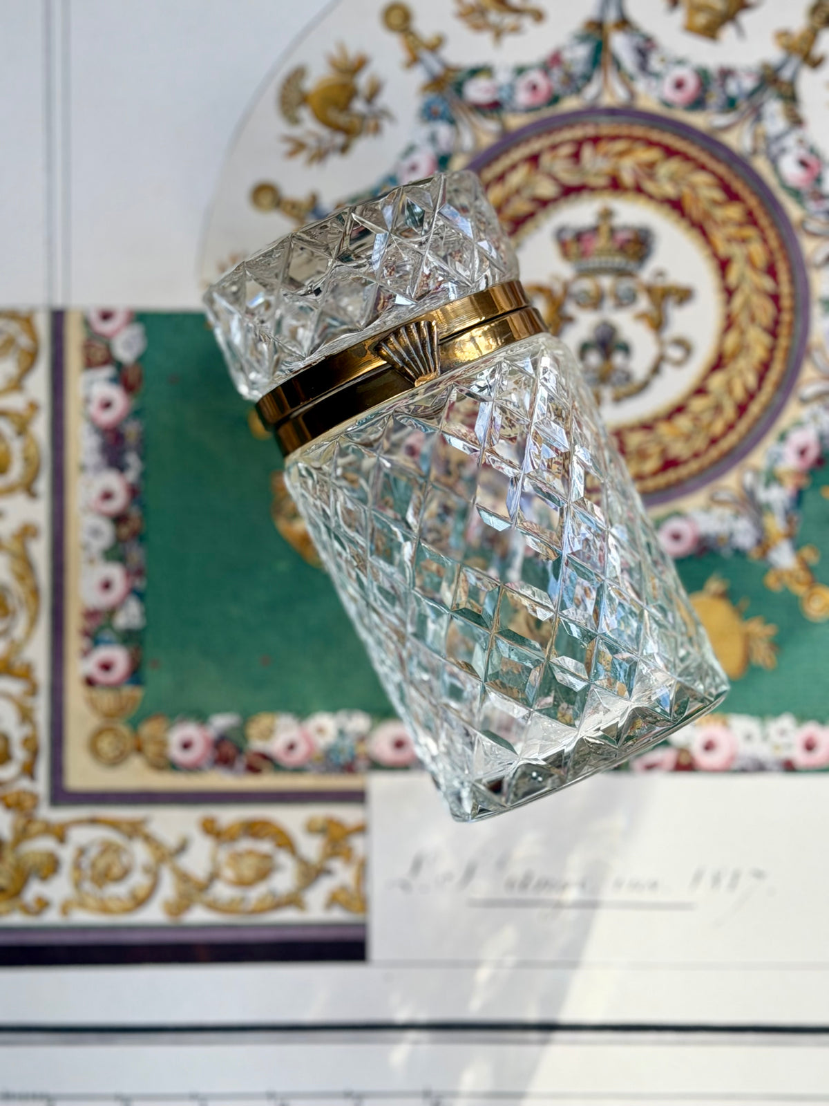 Antique French Cut Crystal Casket with Gilt Mounts