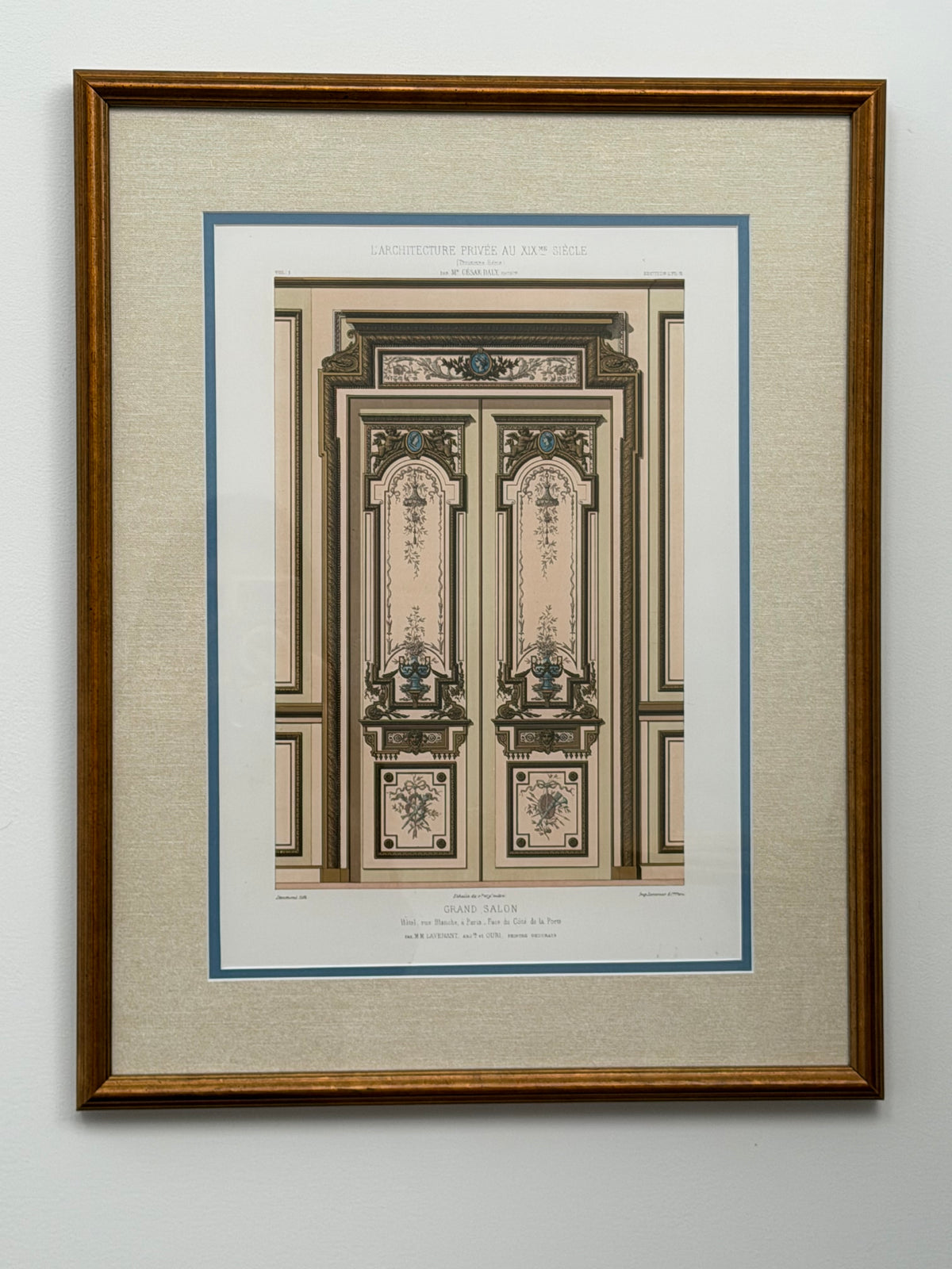 Antique French Architectural Chromolithograph – Custom Framed
