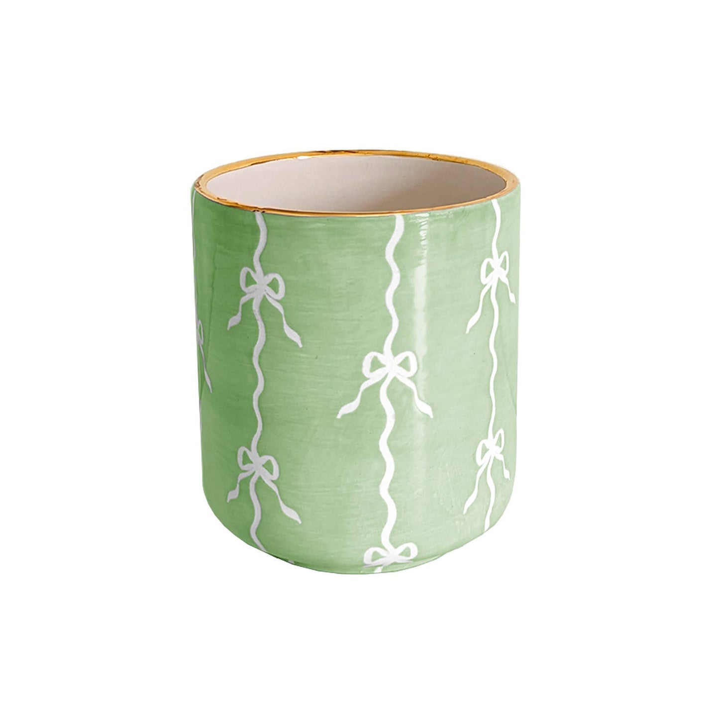 Bow Stripe Vase with 22K Gold Accent: French Blue