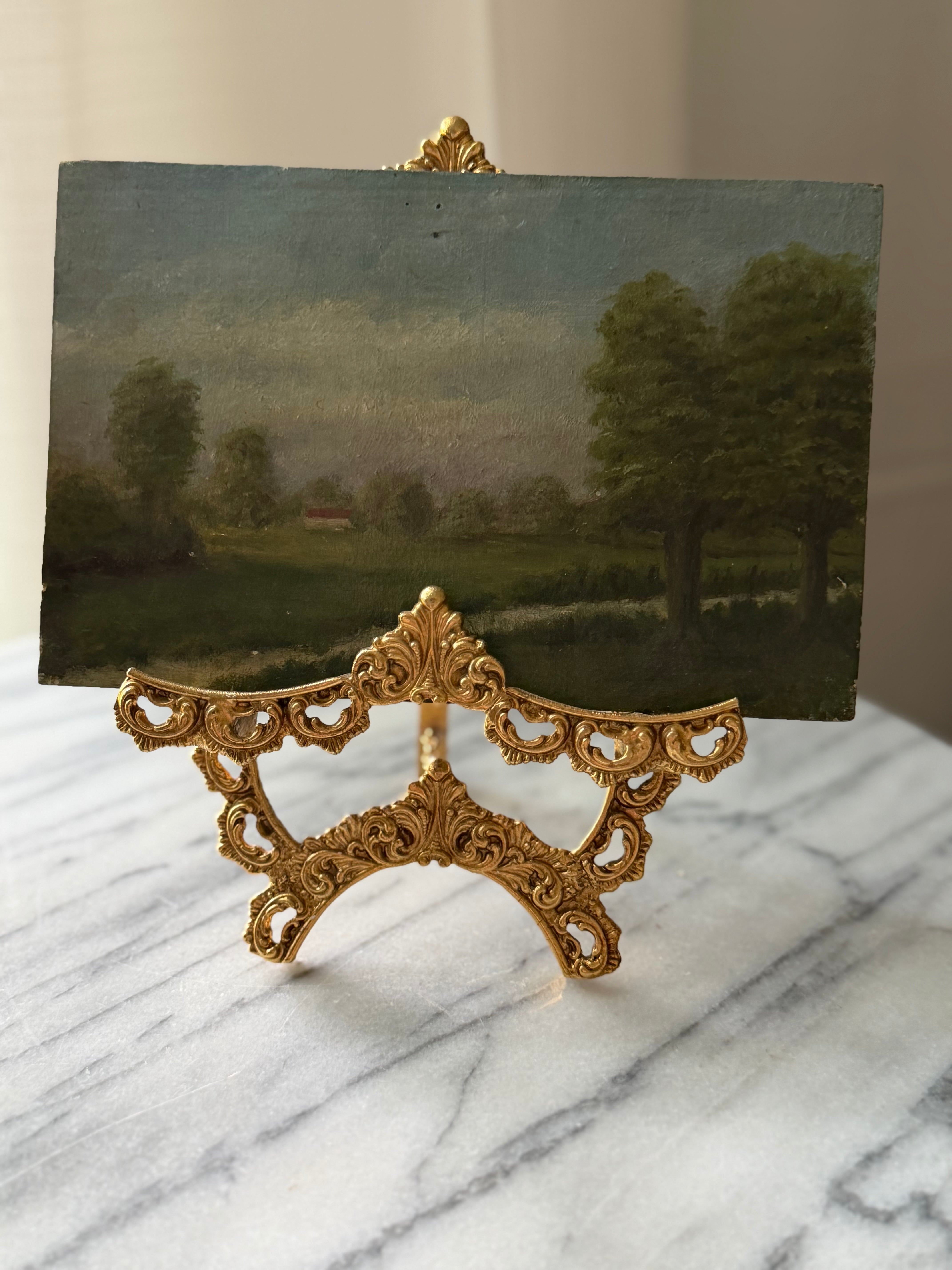 Antique French Oil Landscape on Board