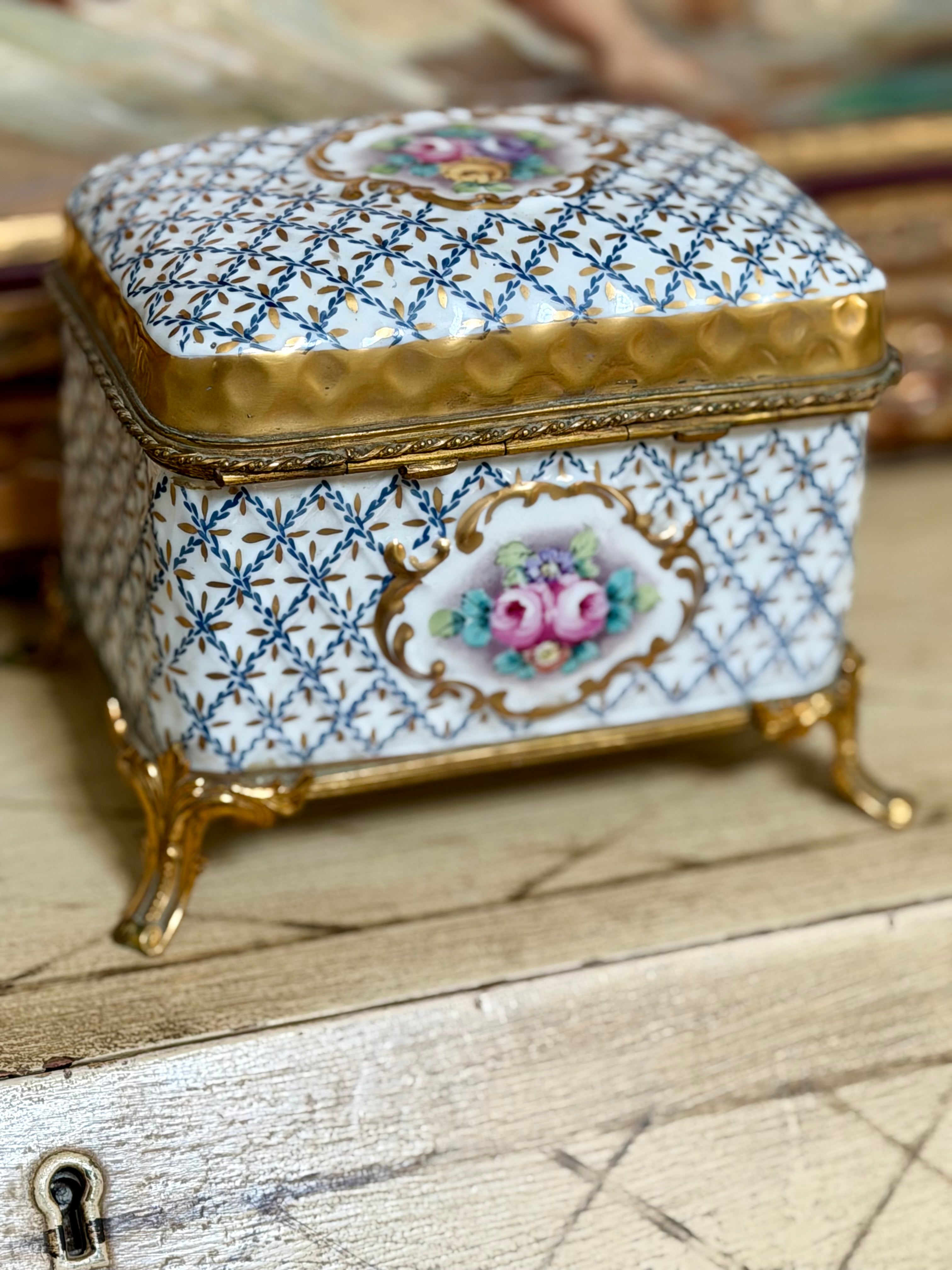19th Century French Porcelain & Bronze Casket