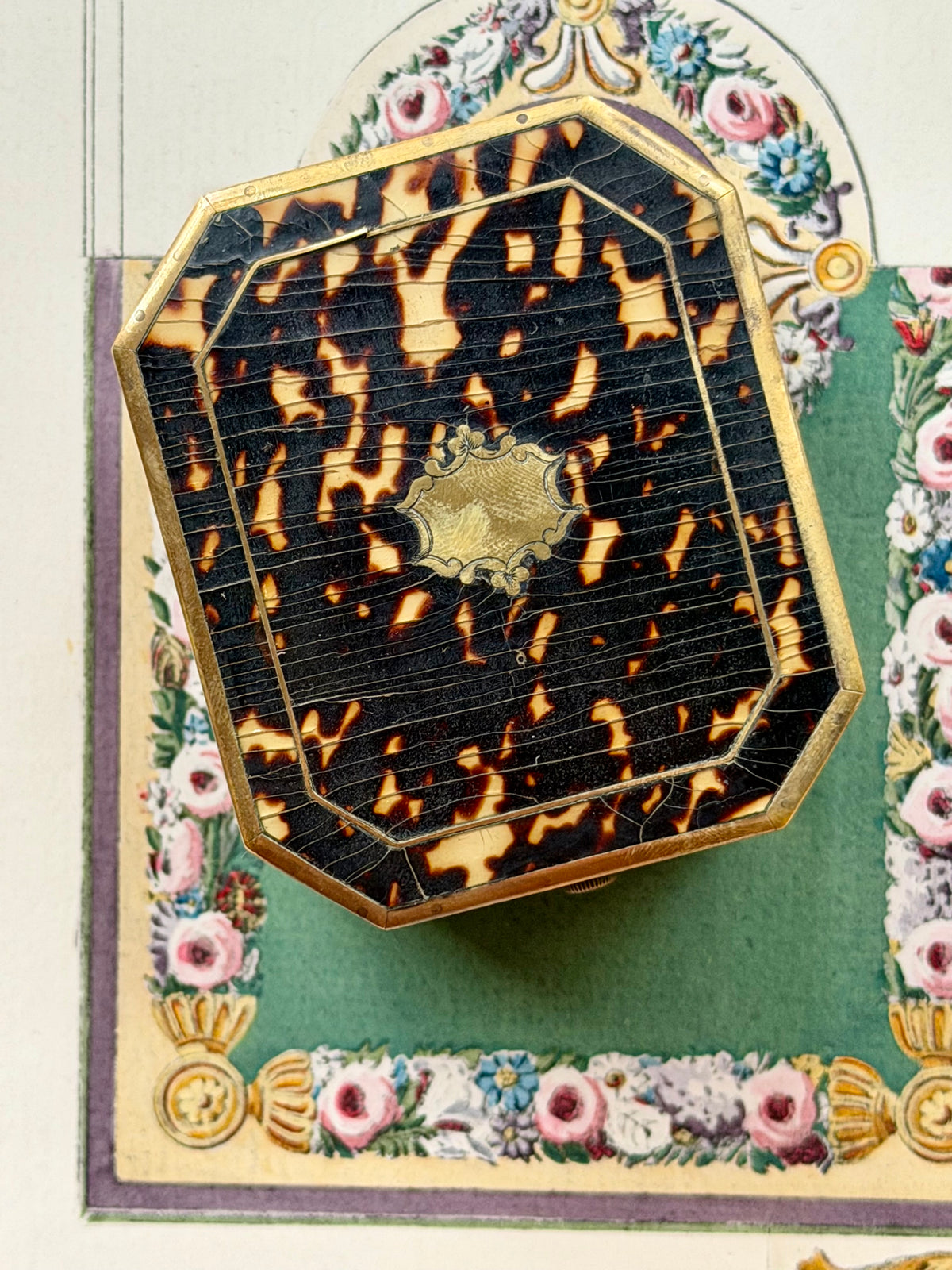 Antique French Tahan Paris Pocket Watch Box with Tortoiseshell Veneer