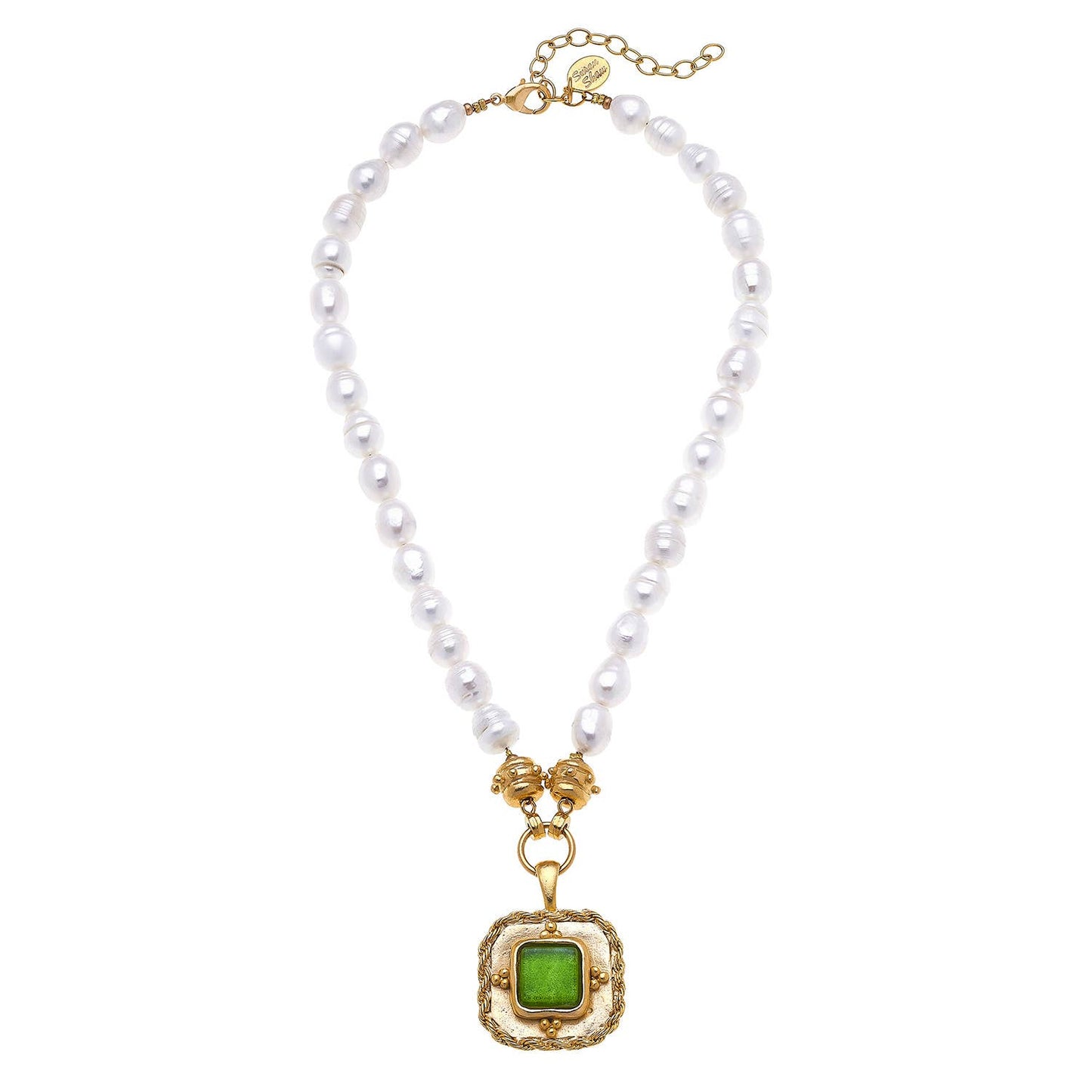 Green French Glass Pearl Necklace