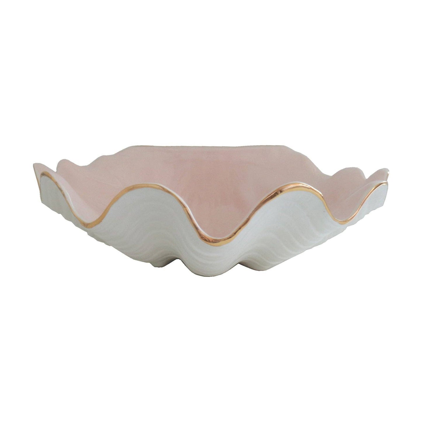Clam Shell Bowl with 22K Gold Accent: Pale Sheer Blue / Small
