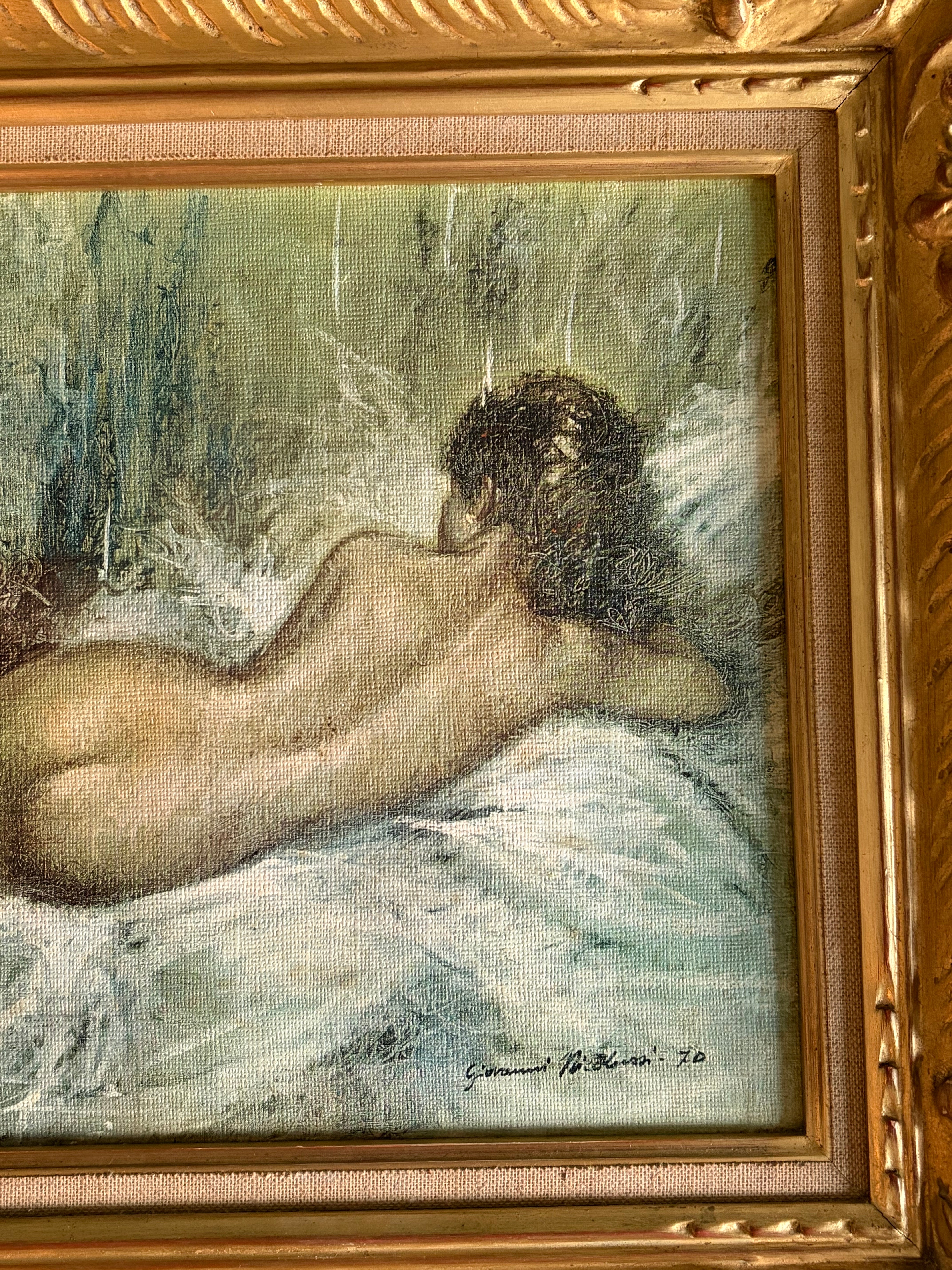 Vintage Framed Reclining Nude Print in Ornate Gold Frame – Paris Find