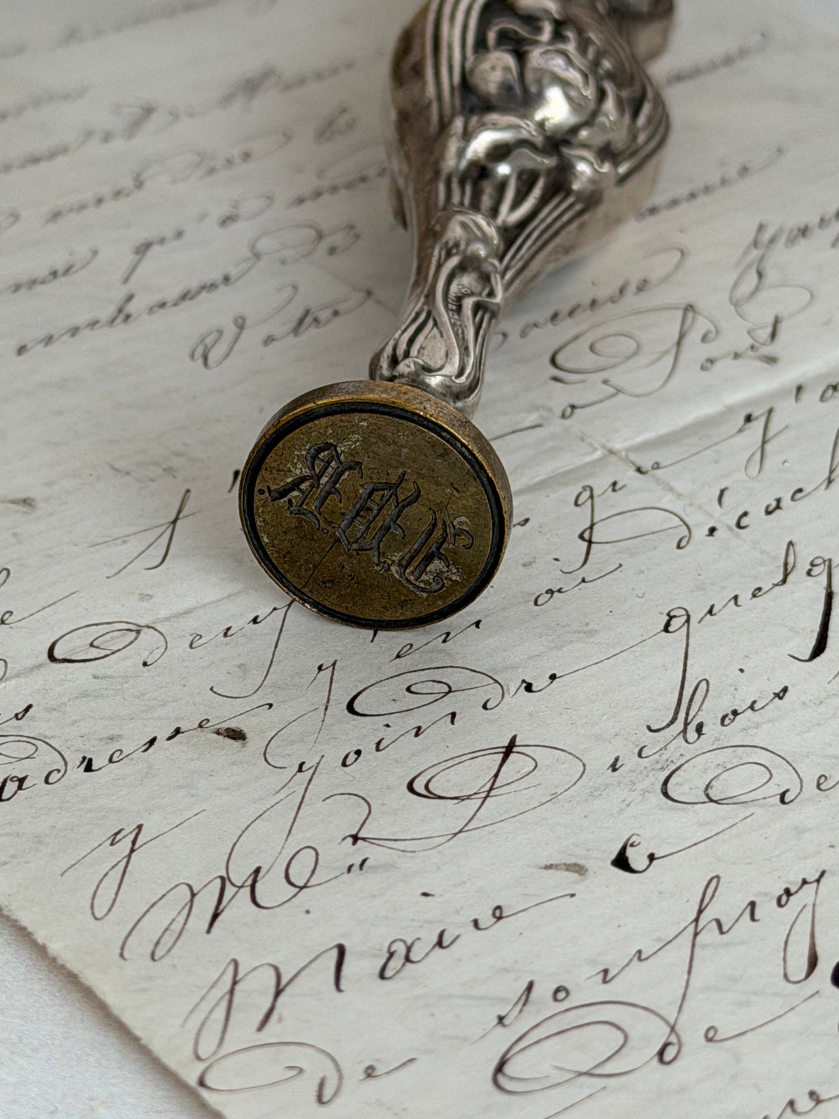 Antique Sterling Silver Art Nouveau Wax Seal