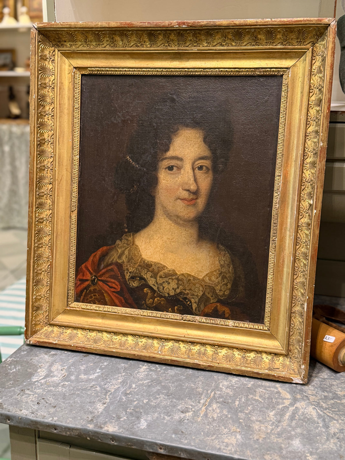 Antique French Portrait of a Lady in Gilt Frame