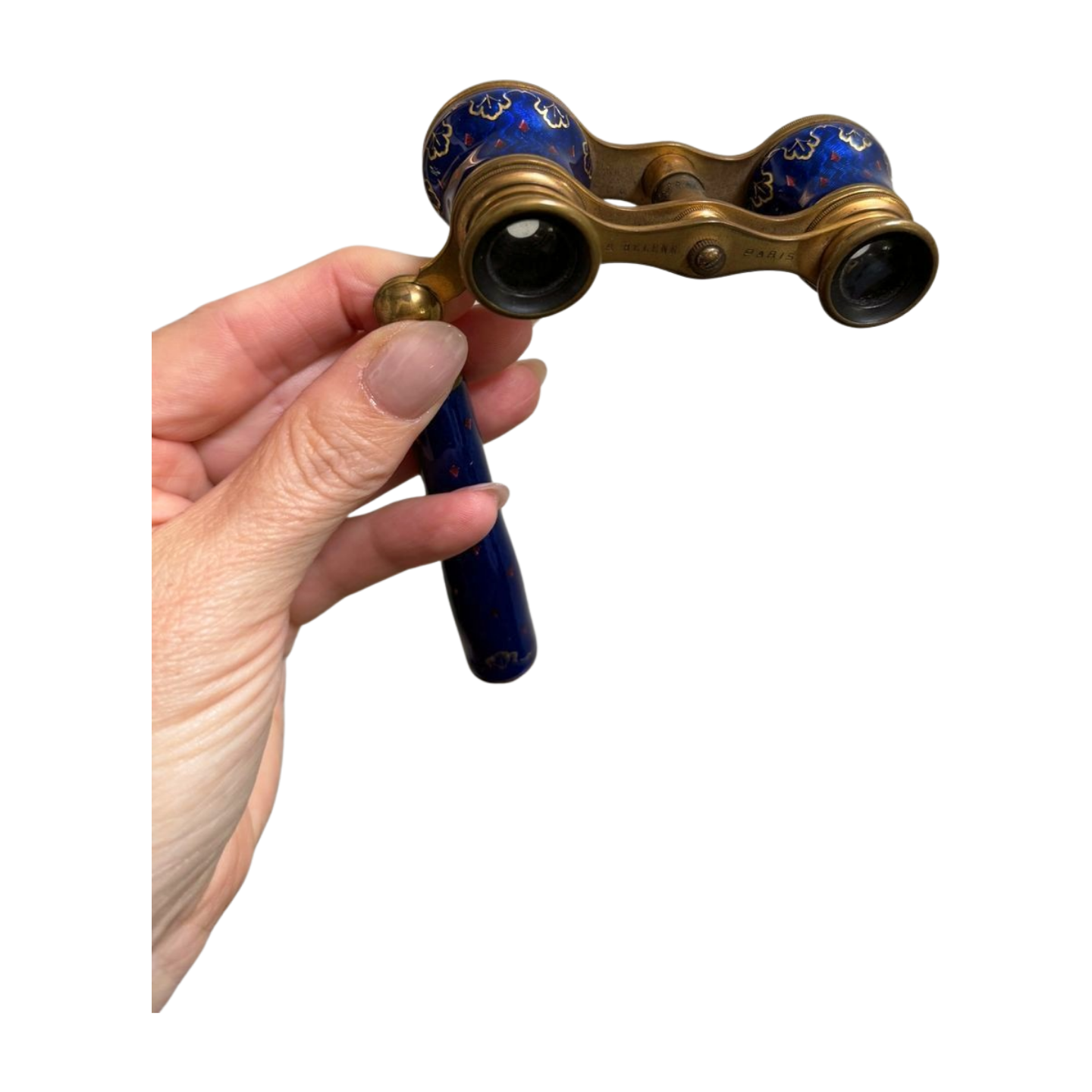 Antique French Enamel Opera Glasses with Handle – A. Bleriot, Paris