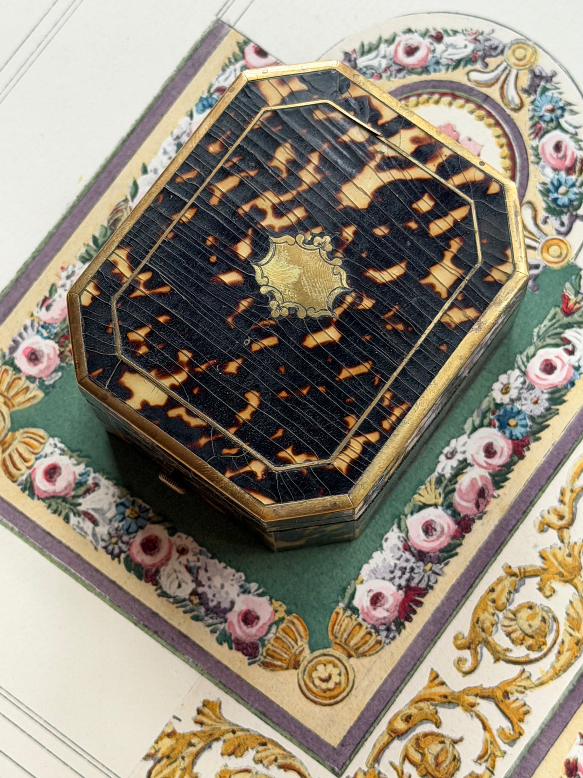 Antique French Tahan Paris Pocket Watch Box with Tortoiseshell Veneer