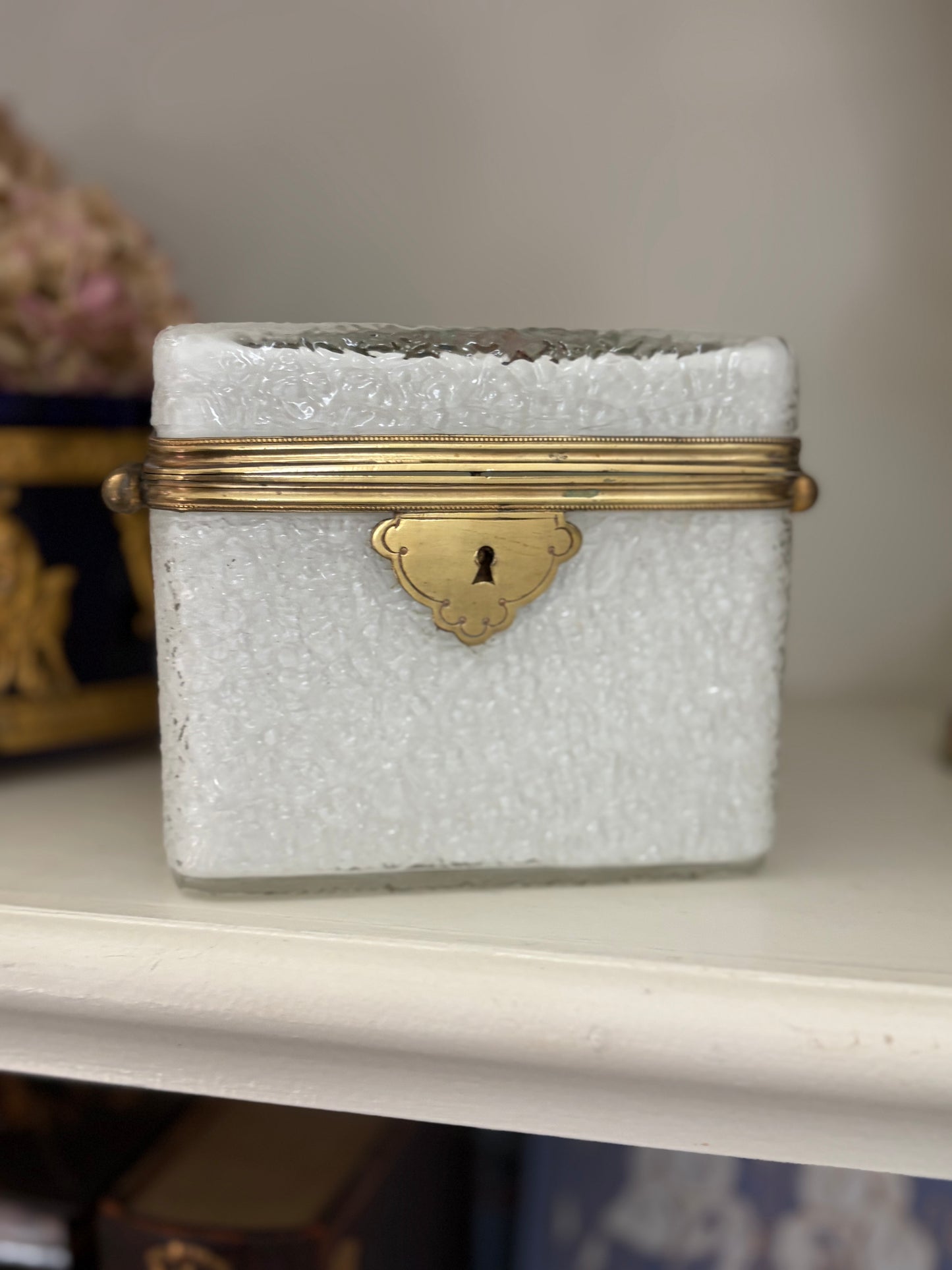 Antique Encased Glass Opaline German Casket