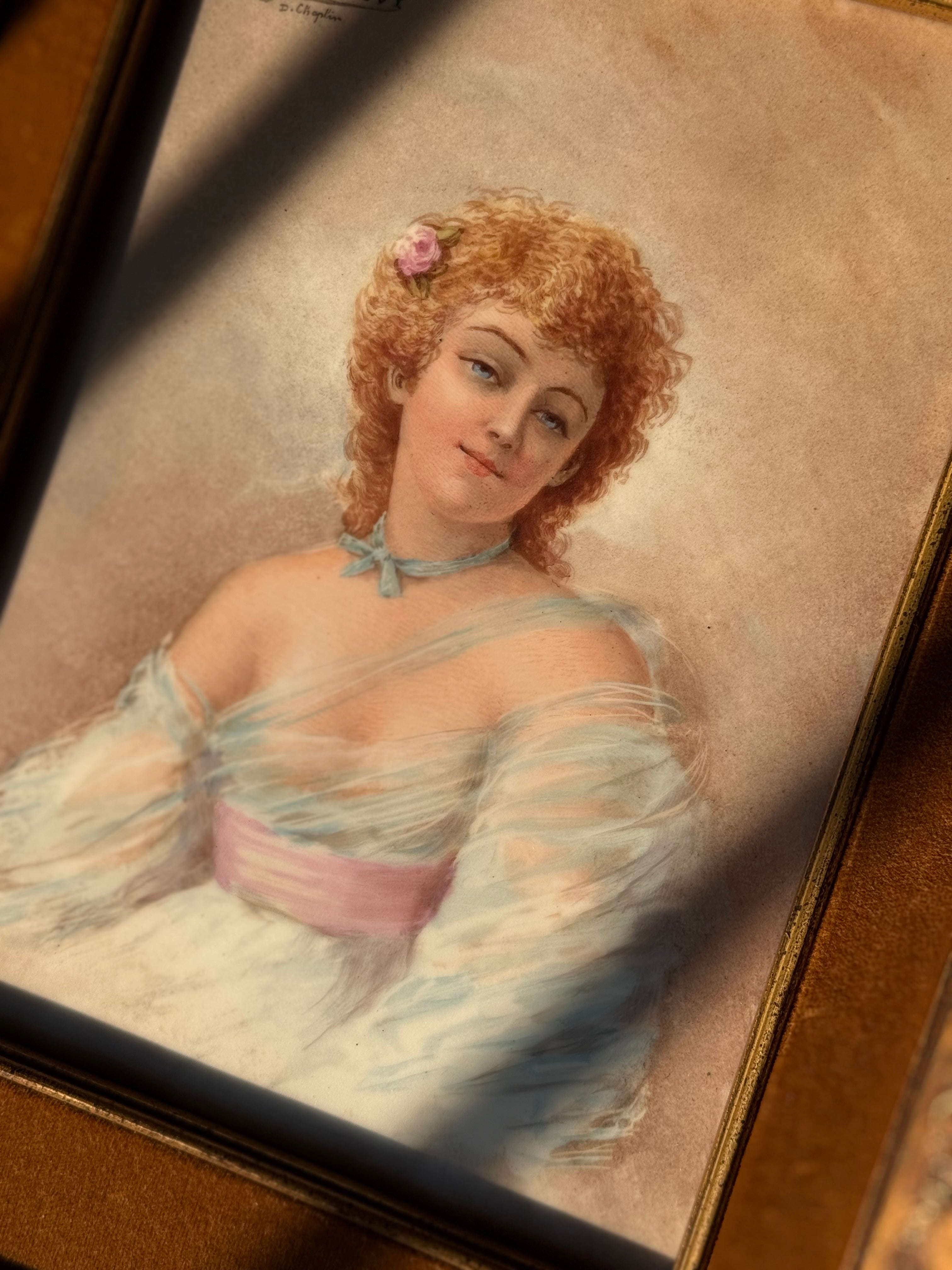 Antique Framed Hand Painted Porcelain Plaque