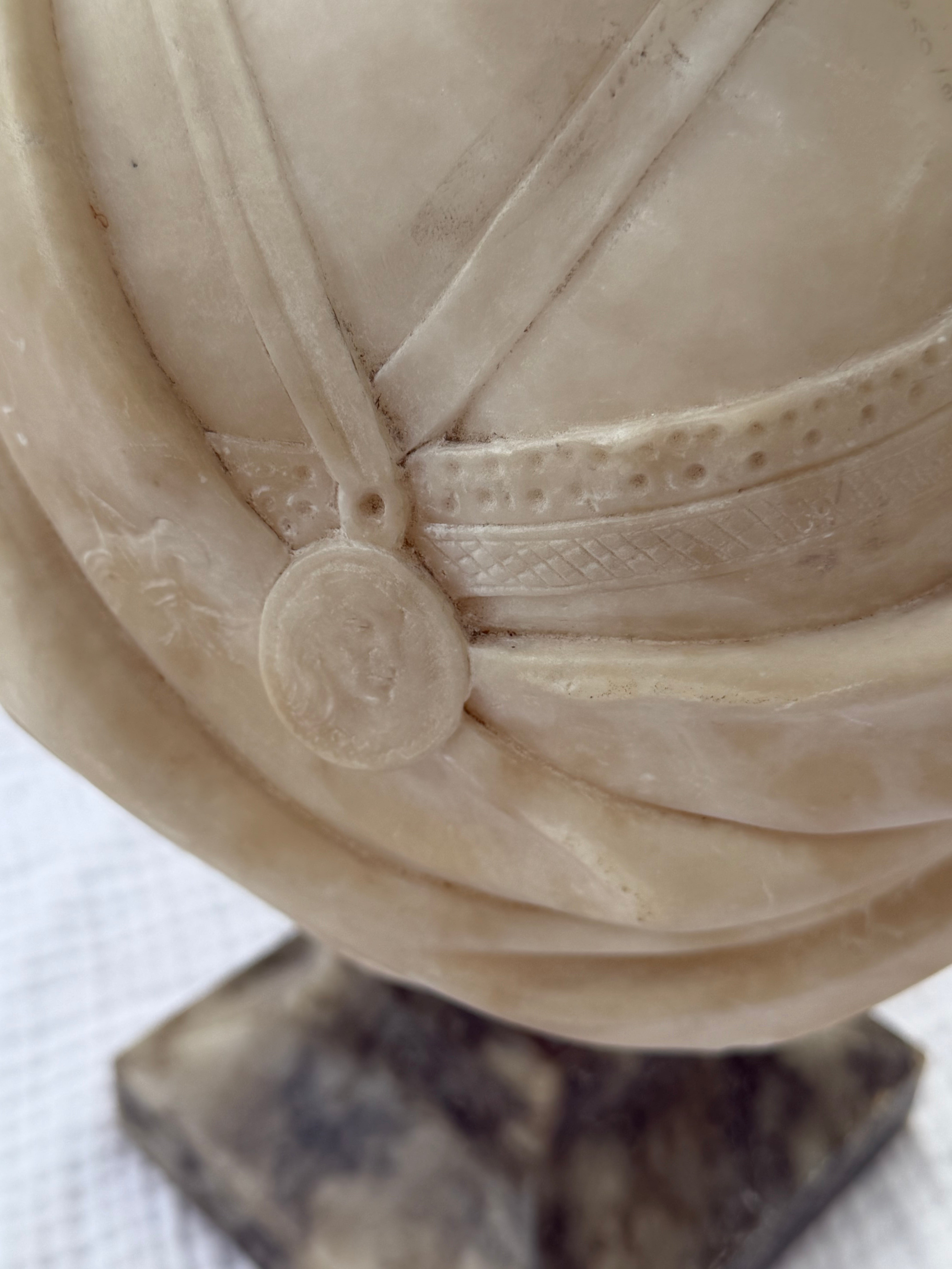 Antique Alabaster Marie Antoinette Bust (shipping notes included)