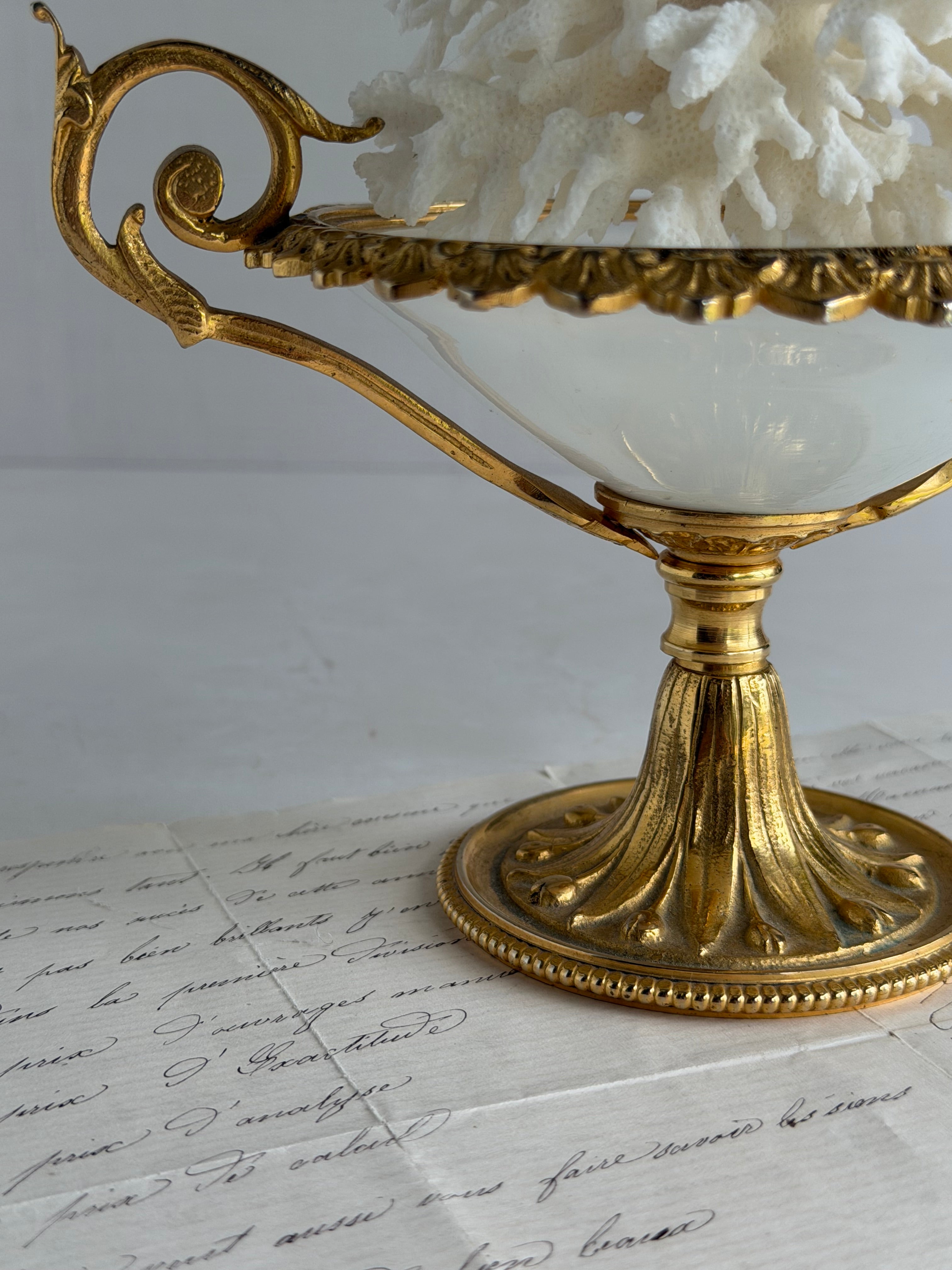 Antique Opaline & Gilt Bronze Tazza