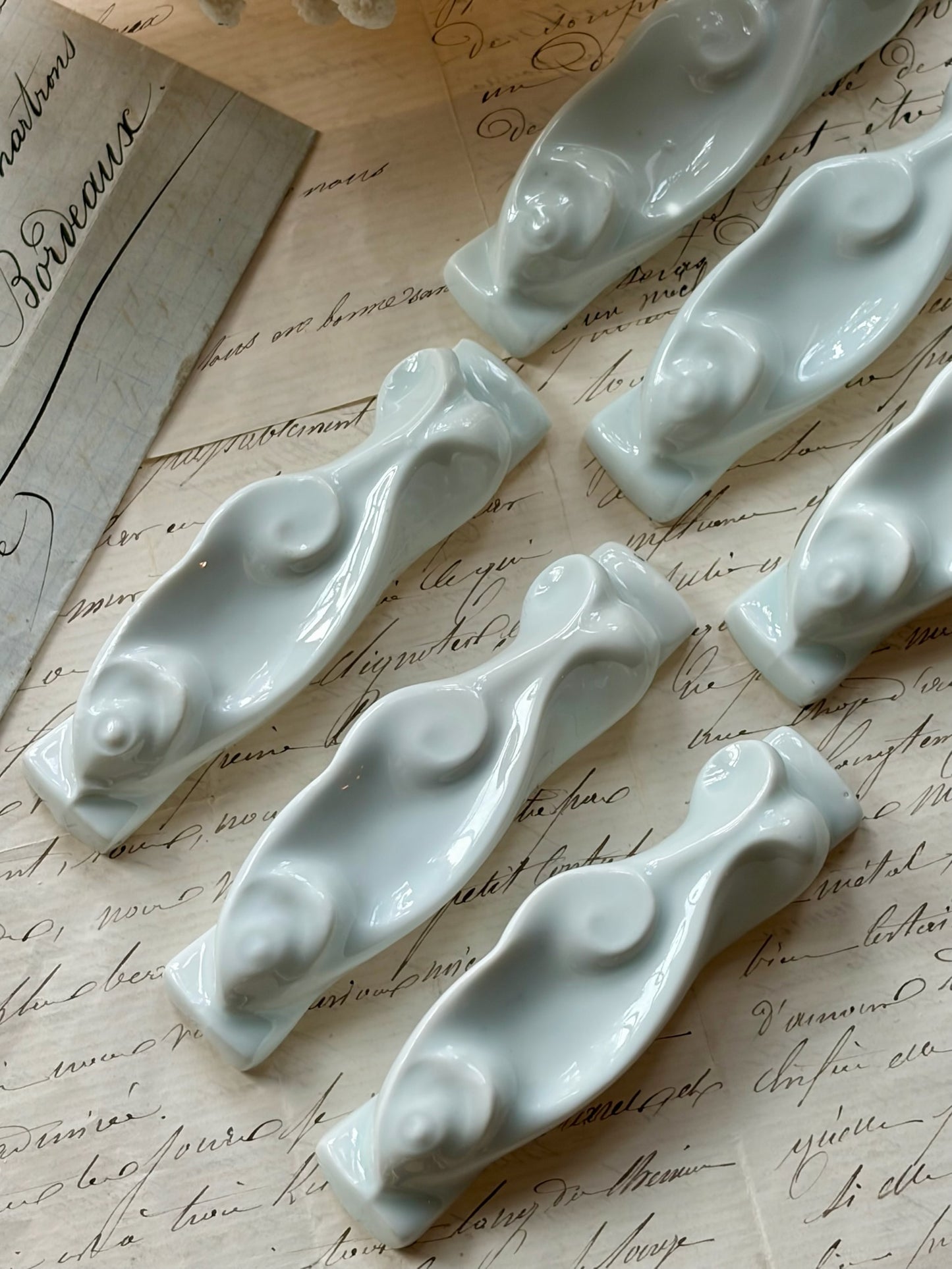 French Porcelain Knife Rests, Set of 6 sourced in France