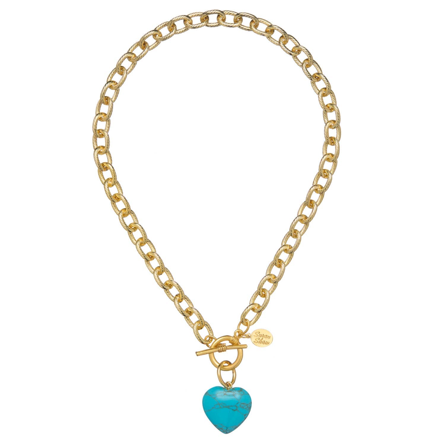 Stone Heart Toggle Necklace: White Turquoise