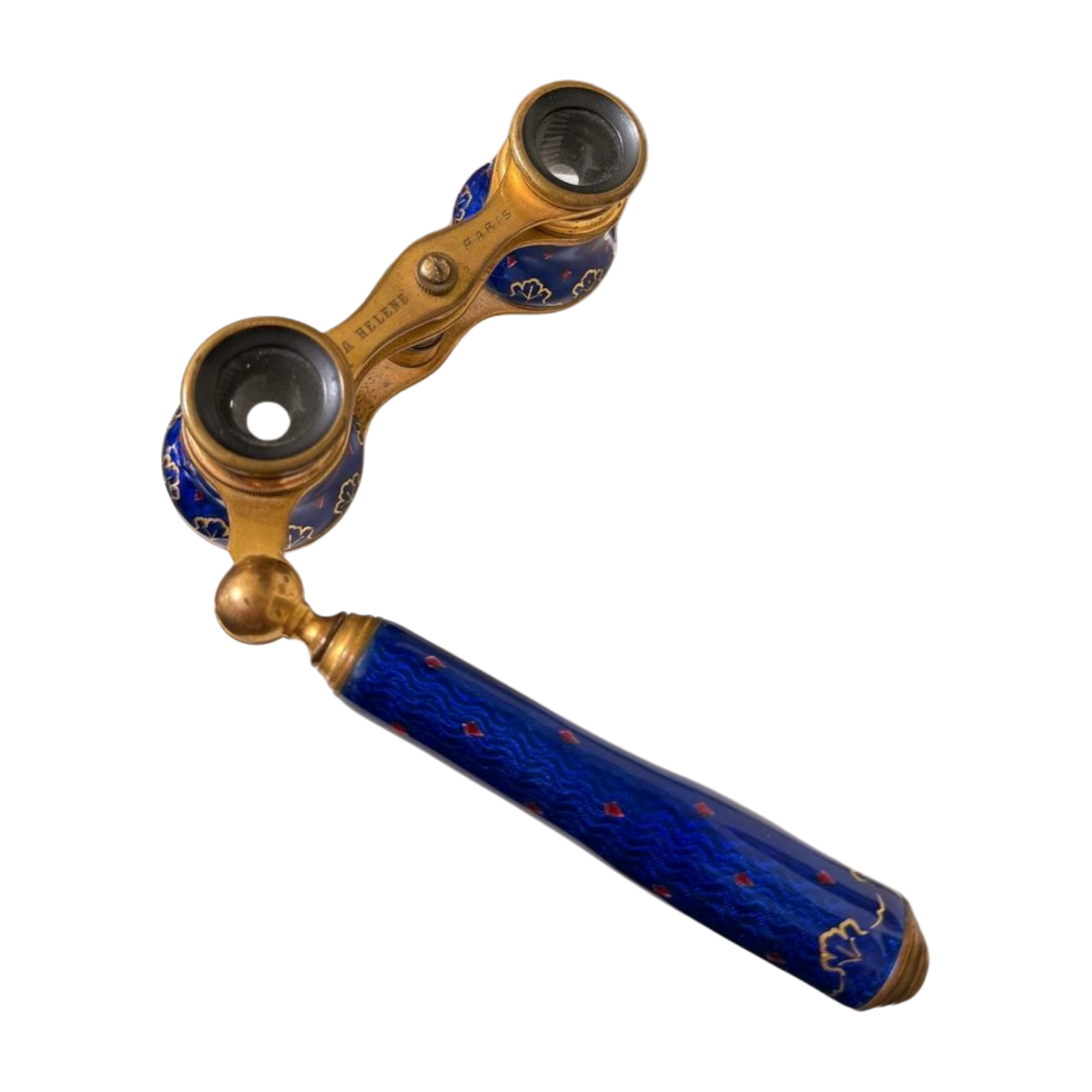 Antique French Enamel Opera Glasses with Handle – A. Bleriot, Paris