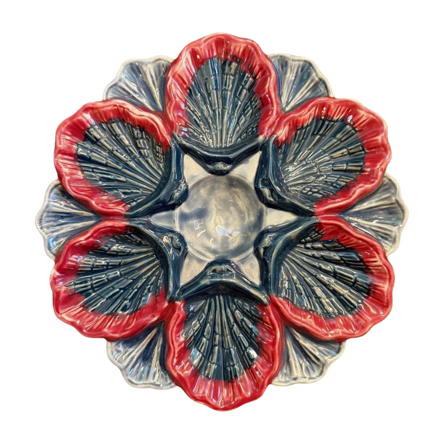 Antique French Majolica Oyster Plate