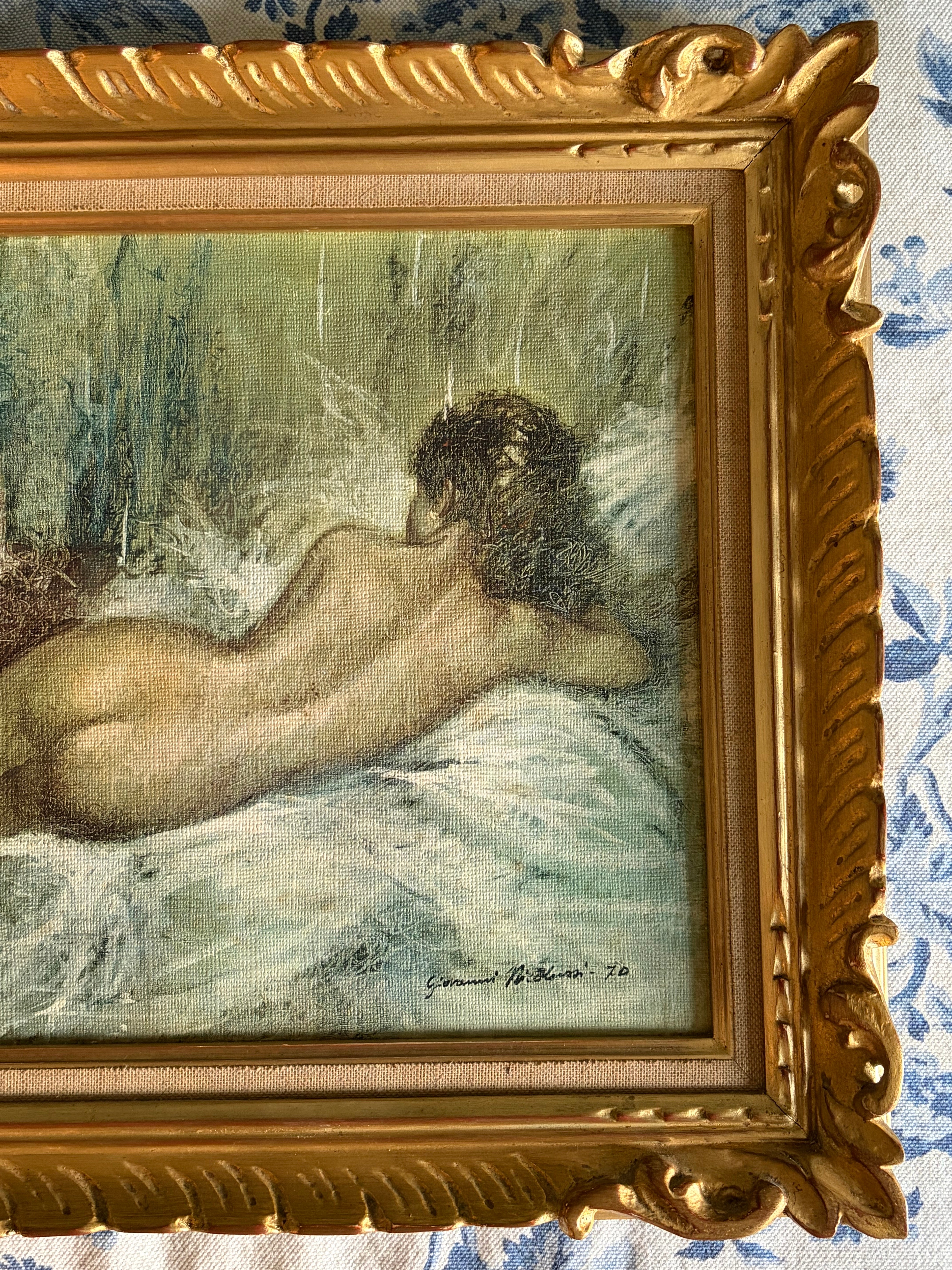 Vintage Framed Reclining Nude Print in Ornate Gold Frame – Paris Find