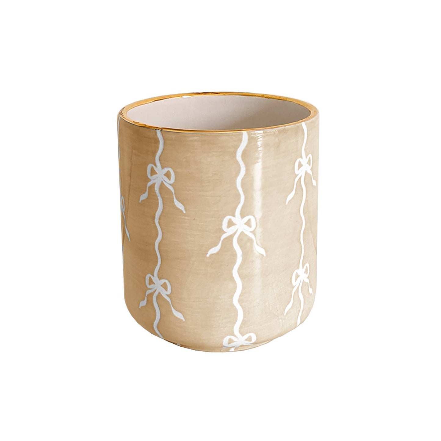 Bow Stripe Vase with 22K Gold Accent: French Blue