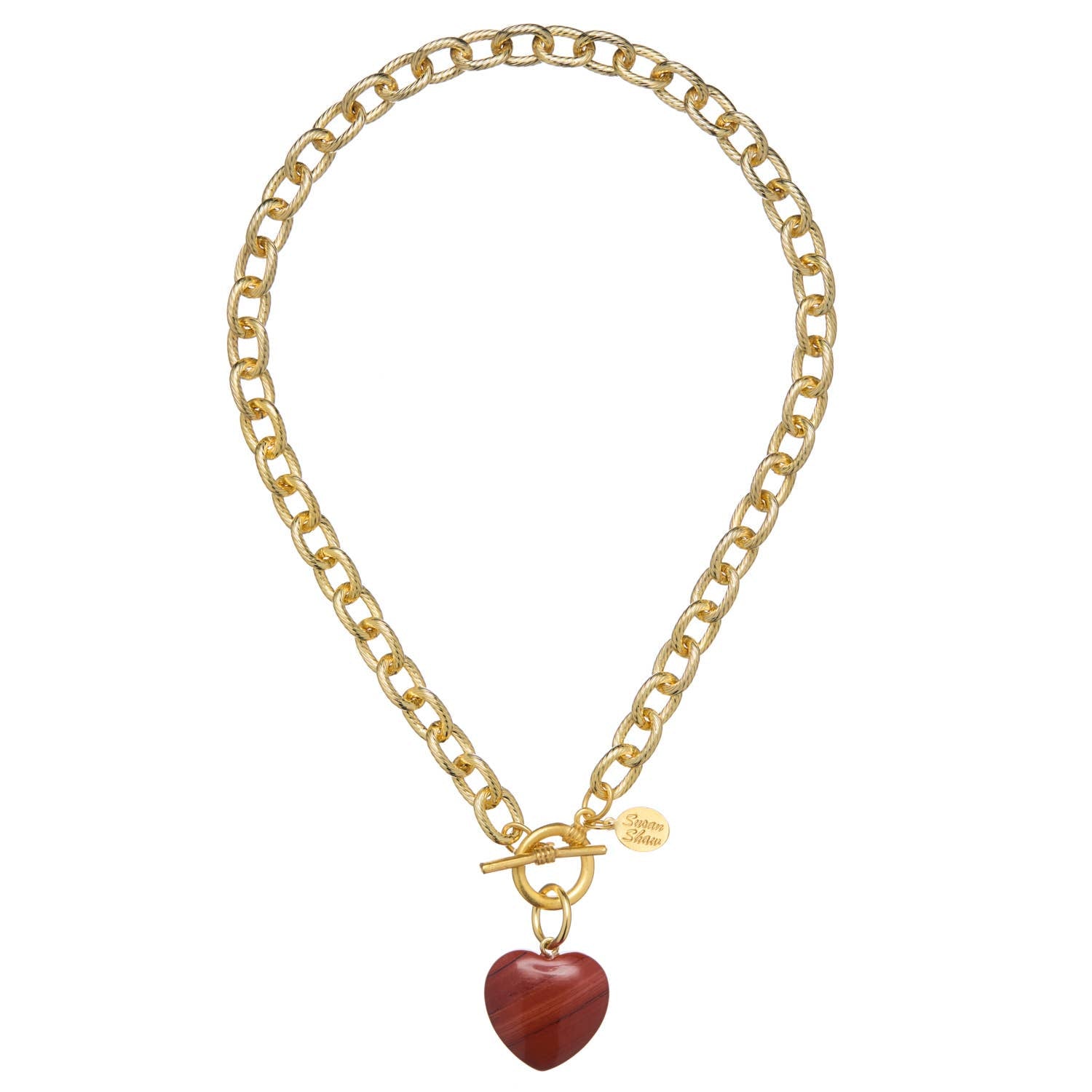 Stone Heart Toggle Necklace: White Turquoise