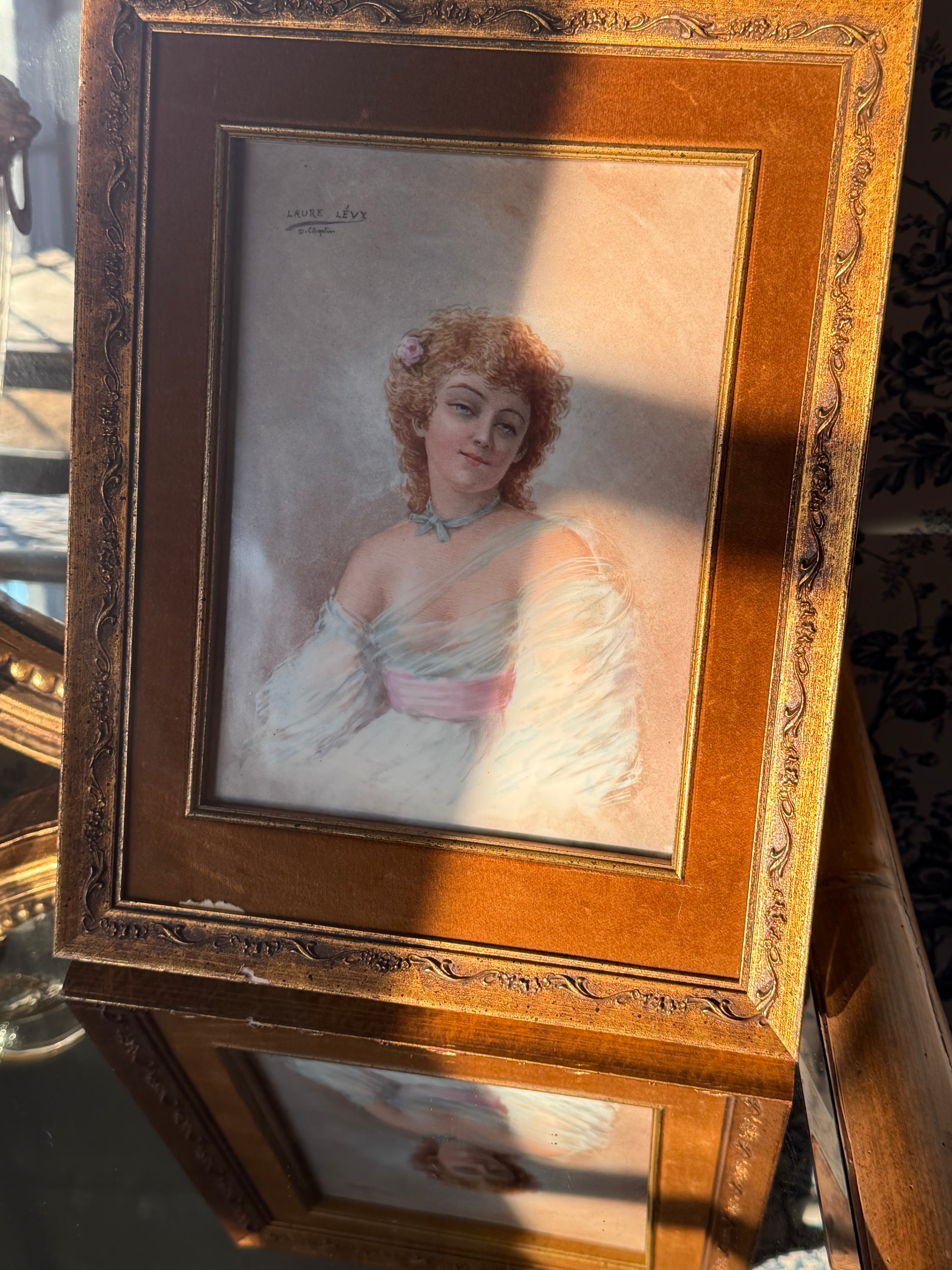 Antique Framed Hand Painted Porcelain Plaque