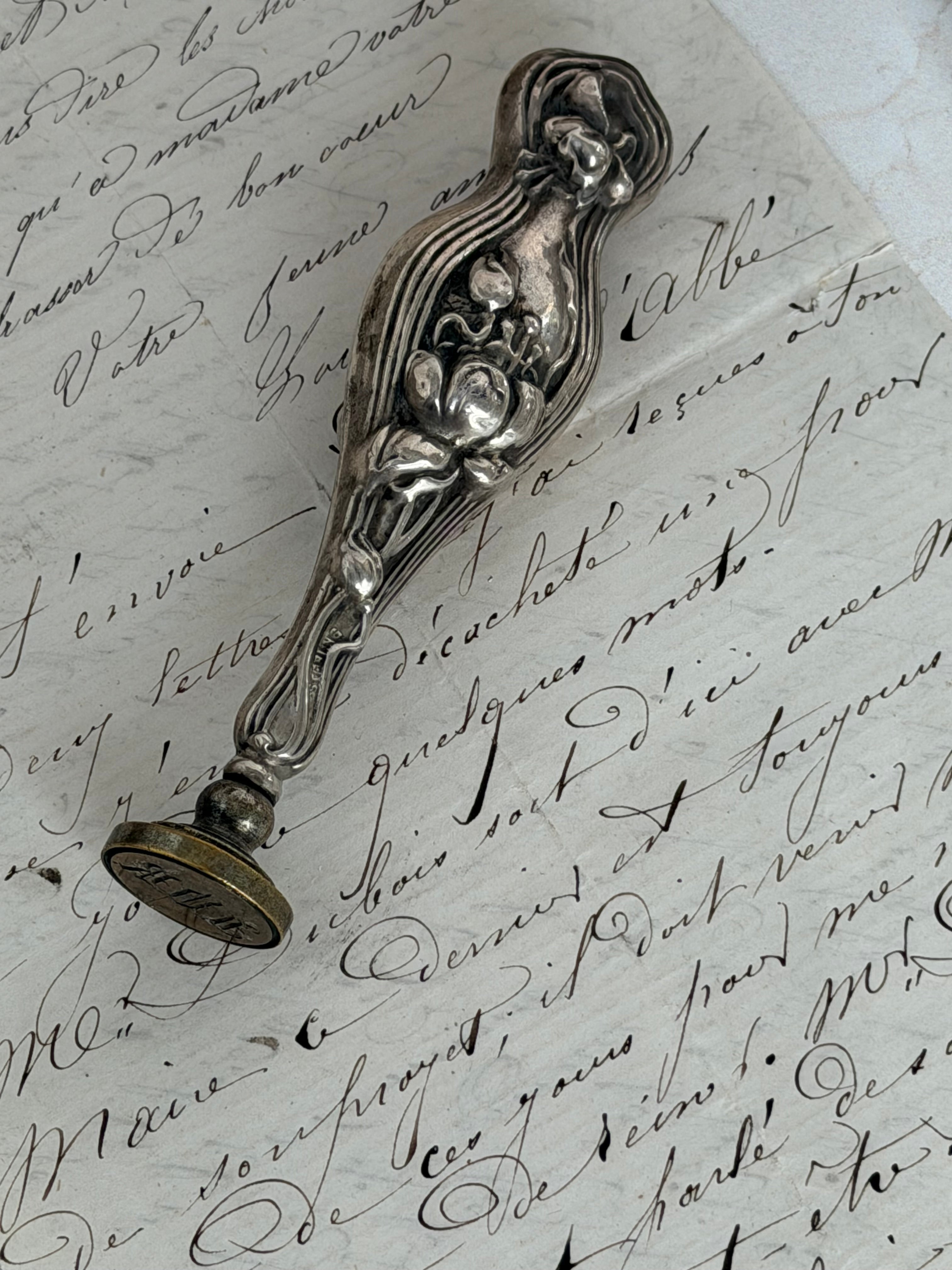Antique Sterling Silver Art Nouveau Wax Seal